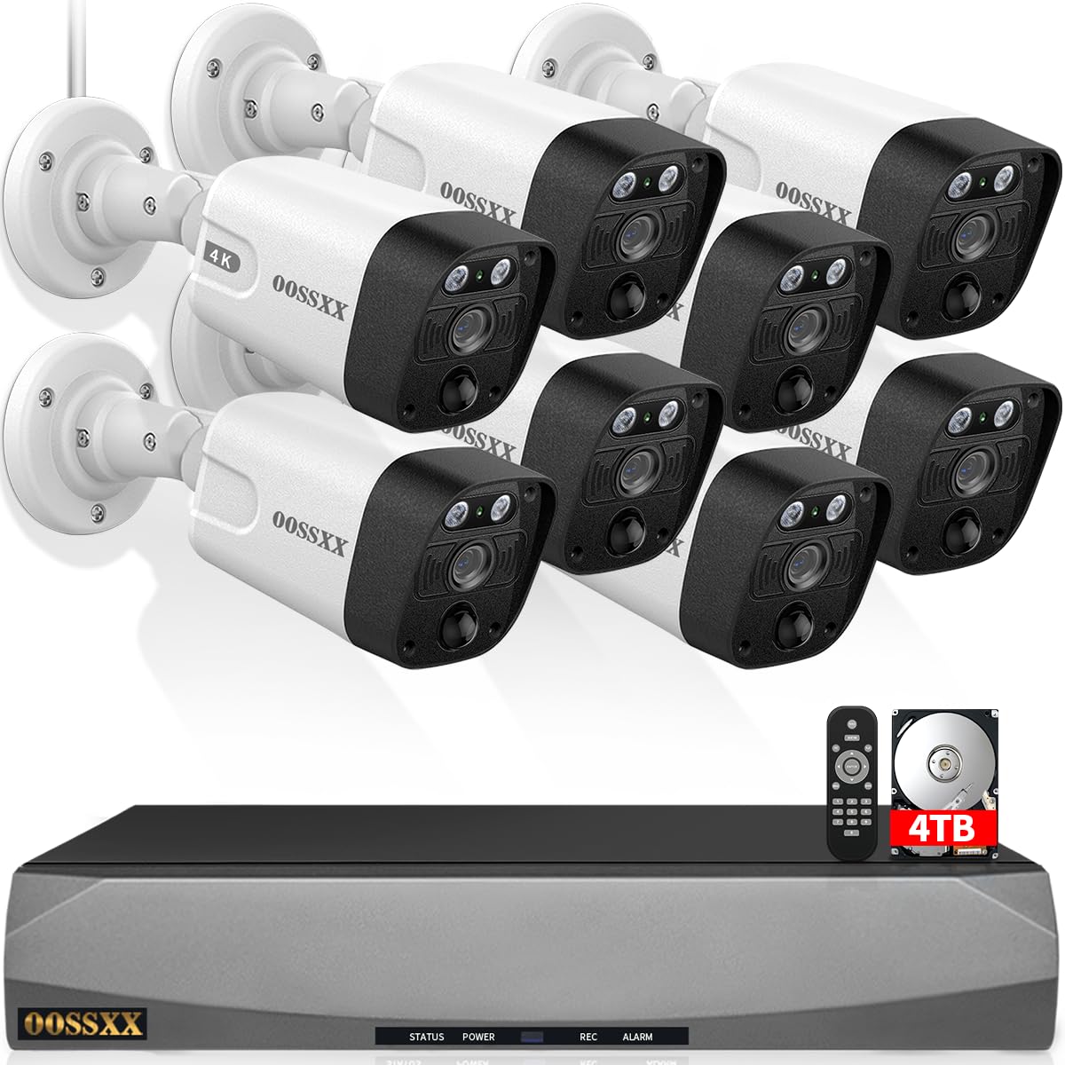 (2026 Update) 4K POE Security Camera System, 8CH NVR with 8 Wired 4K Bullet Cameras, 130° Wide Angle, AI Human Detection, PIR Sensor, Two-Way Audio, IP66 Waterproof, 4TB HDD, Free App No Monthly Fee