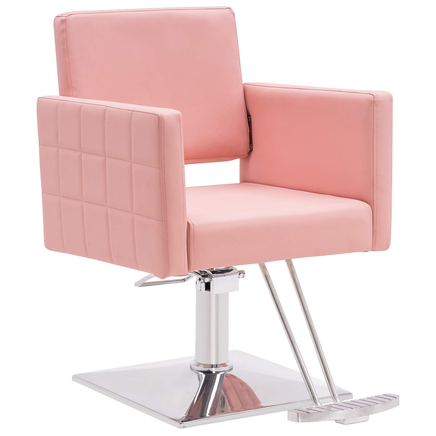 BarberPub Salon Chair for Hair Stylist, Hydraulic Stylist Chair, Adjustable Height, PVC Leather, 360 Degrees Swivel, Barbershop, Home Salon, Adult 8821 (Pink)