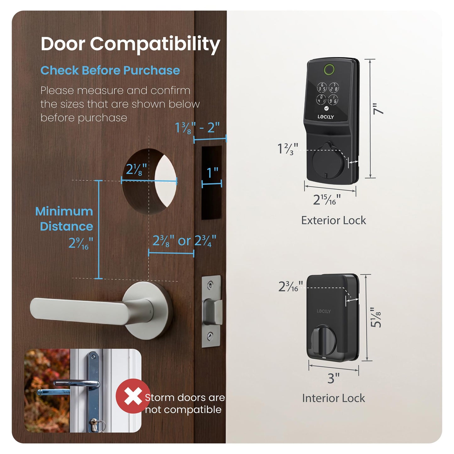 Lockly Secure Pro Smart Lock, 0.2s AI Fingerprint Door Lock, Patented PIN Genie Keypad, Keyless Entry Deadbolt for Front Door, Zinc Alloy, IP65 Waterproof, 2 Backup Keys Included