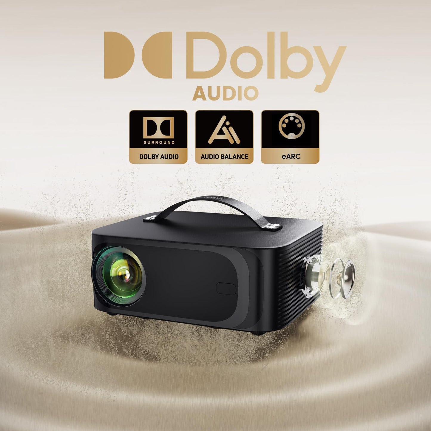 Outdoor-Projector-4K with WiFi and Bluetooth: [3000 Brightness/50W DoIby/Built-in APPs] Portable-Projector Smart OS 2.0&AI Auto Focus, ONOAYO Movie Proyector Compatible with Netflix/YouTube/PrimeVideo