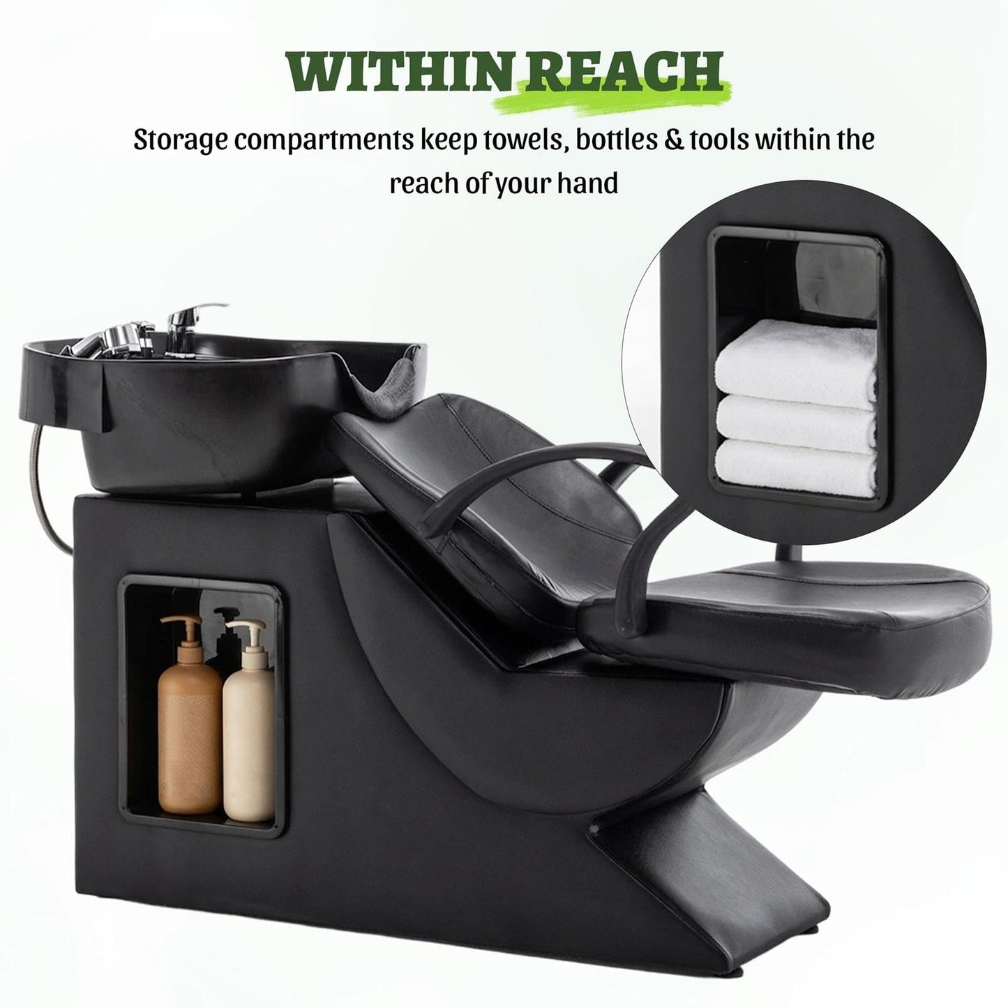 CNFKF Shampoo Bowl Chair Set, Hair Washing Station for Salon