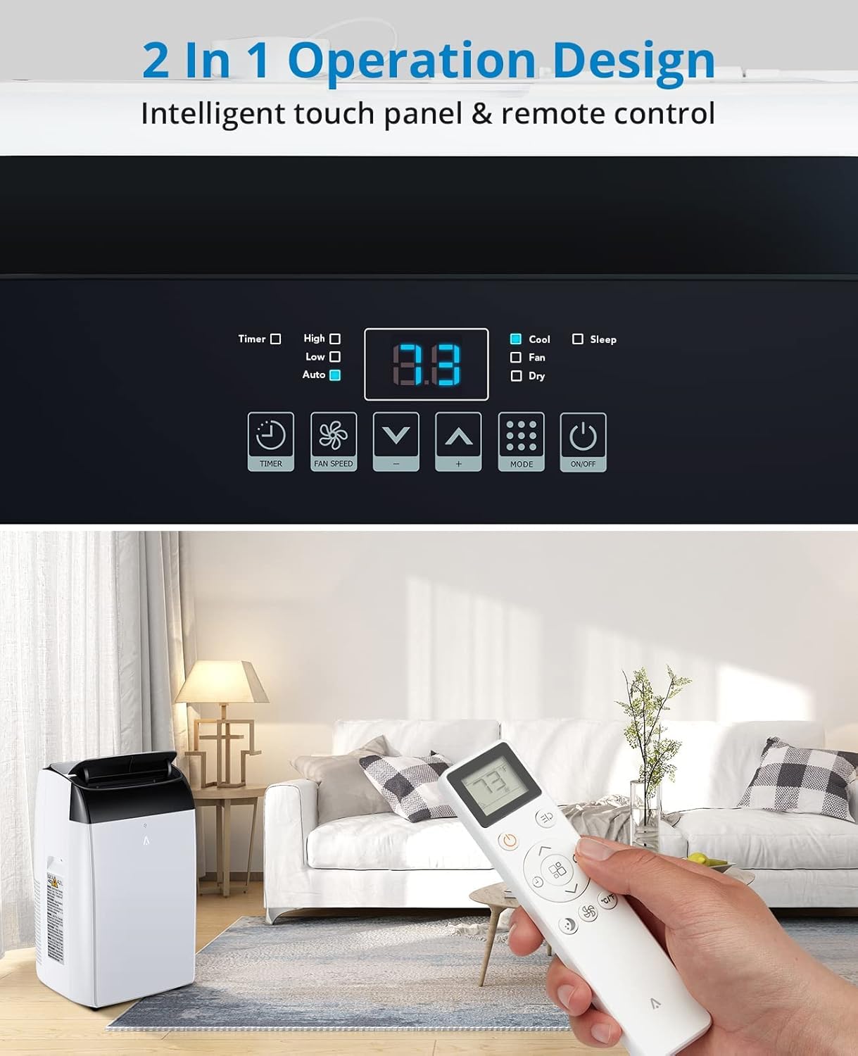 Garvee 14000 BTU Portable Air Conditioner, 3-in-1 Indoor AC Unit with Cooling, Dehumidifier, Fan, Follow Me, 24-Hour Timer, Remote Control & Window Kit for Bedroom, Home Office, Apartment, 750 Sq. Ft