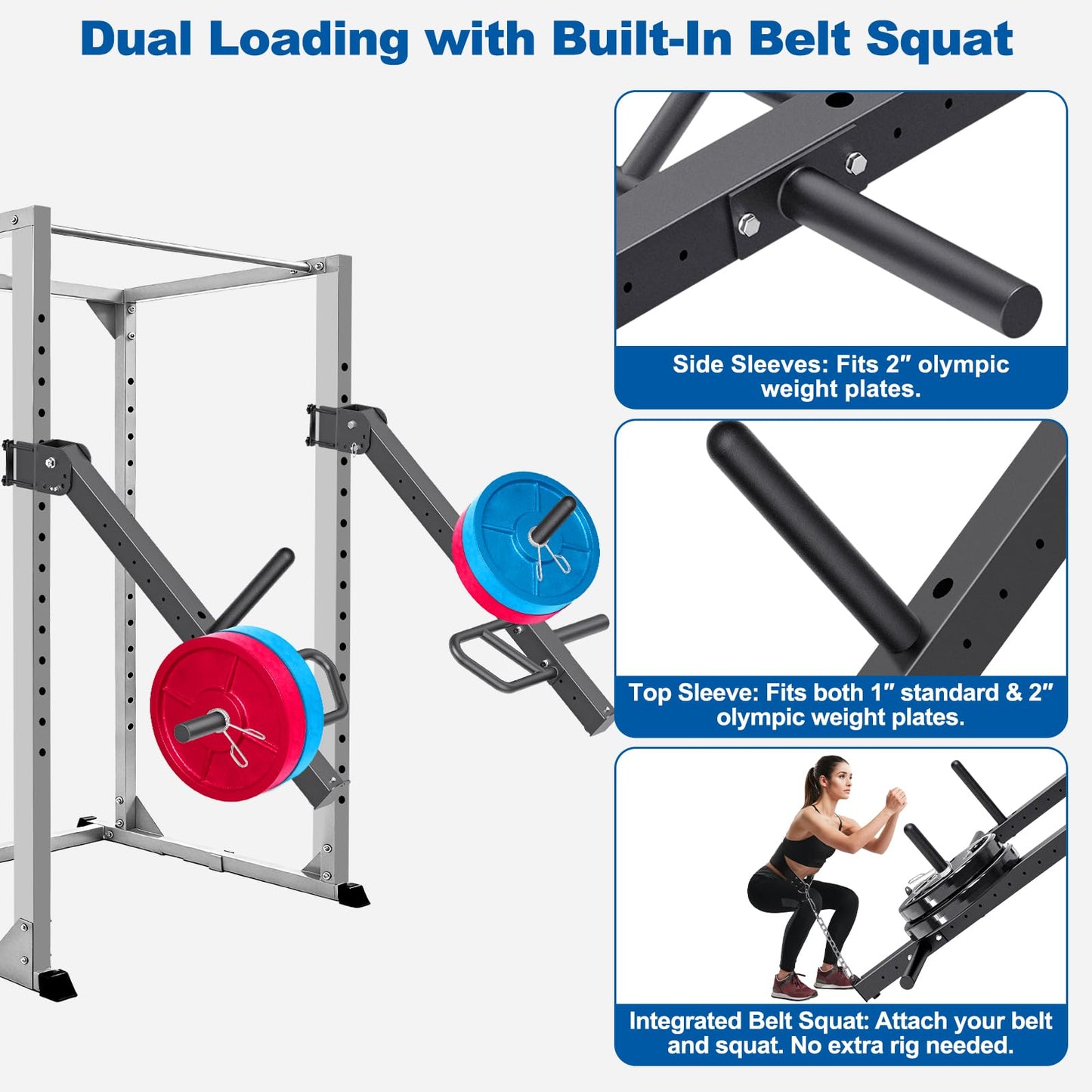 SELEWARE Upgraded Heavy Duty Adjustable Lever Arms for 3x3 Power Racks with 5/8" or 1" Holes, Multi-Grip Jammer Arms, 600lbs Capacity Per Arm, Squat Rack Attachments for Home Gym Strength Training