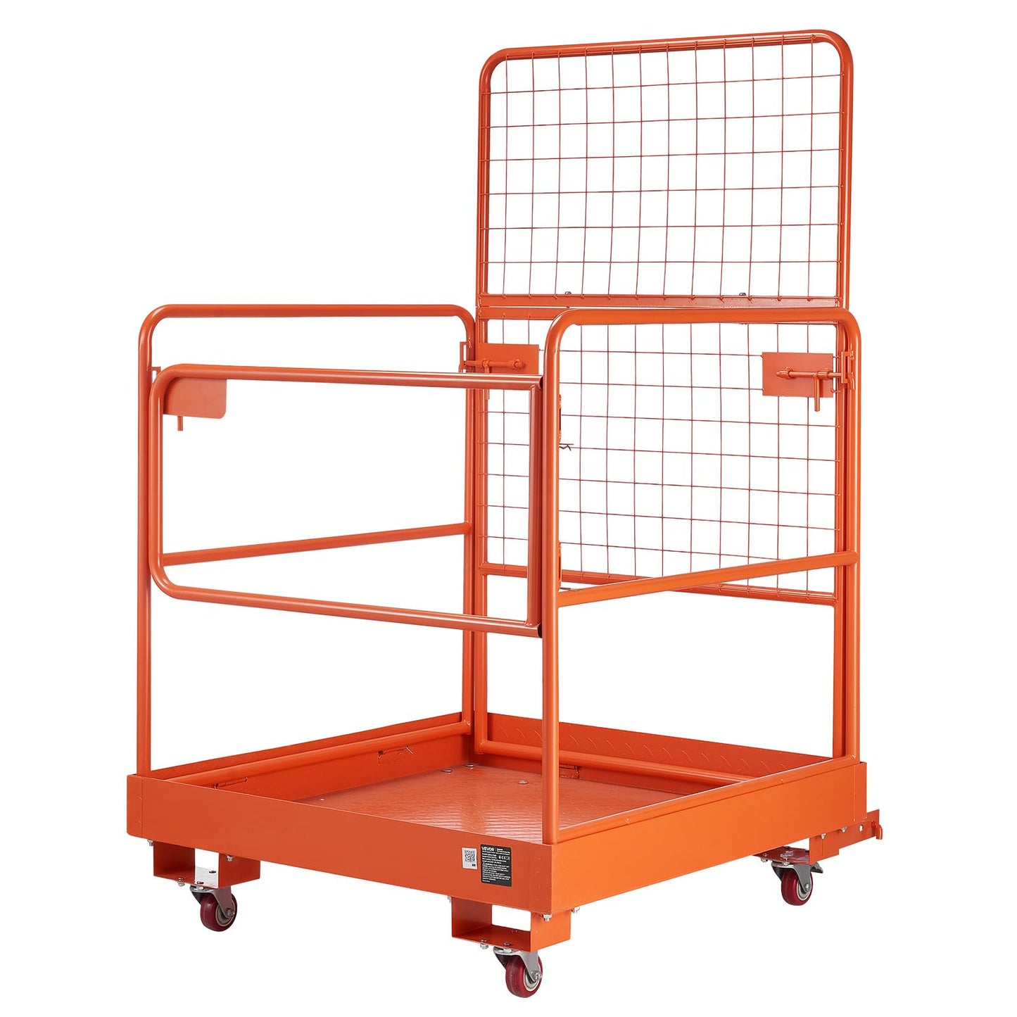 VEVOR Forklift Man Basket, 36.2 x 41.1 Inch Forklift Safety Cage with 4 Wheels, 1200 lbs Capacity, Heavy Duty Work Platform Collapsible Lift Basket, Safety Harness, for Aerial Work Lifting Loader