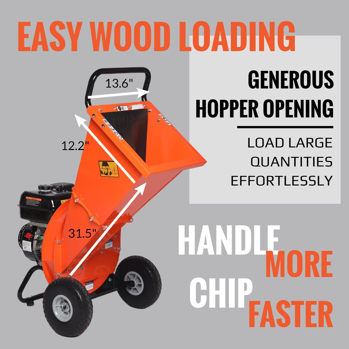 EFCUT C40E 4" Wood Chipper, Easy Key Start, 9HP 274cc Gas Powered Engine, 4 inch Max Branch Capacity, Heavy Duty Shredder Mulcher with Electric Start