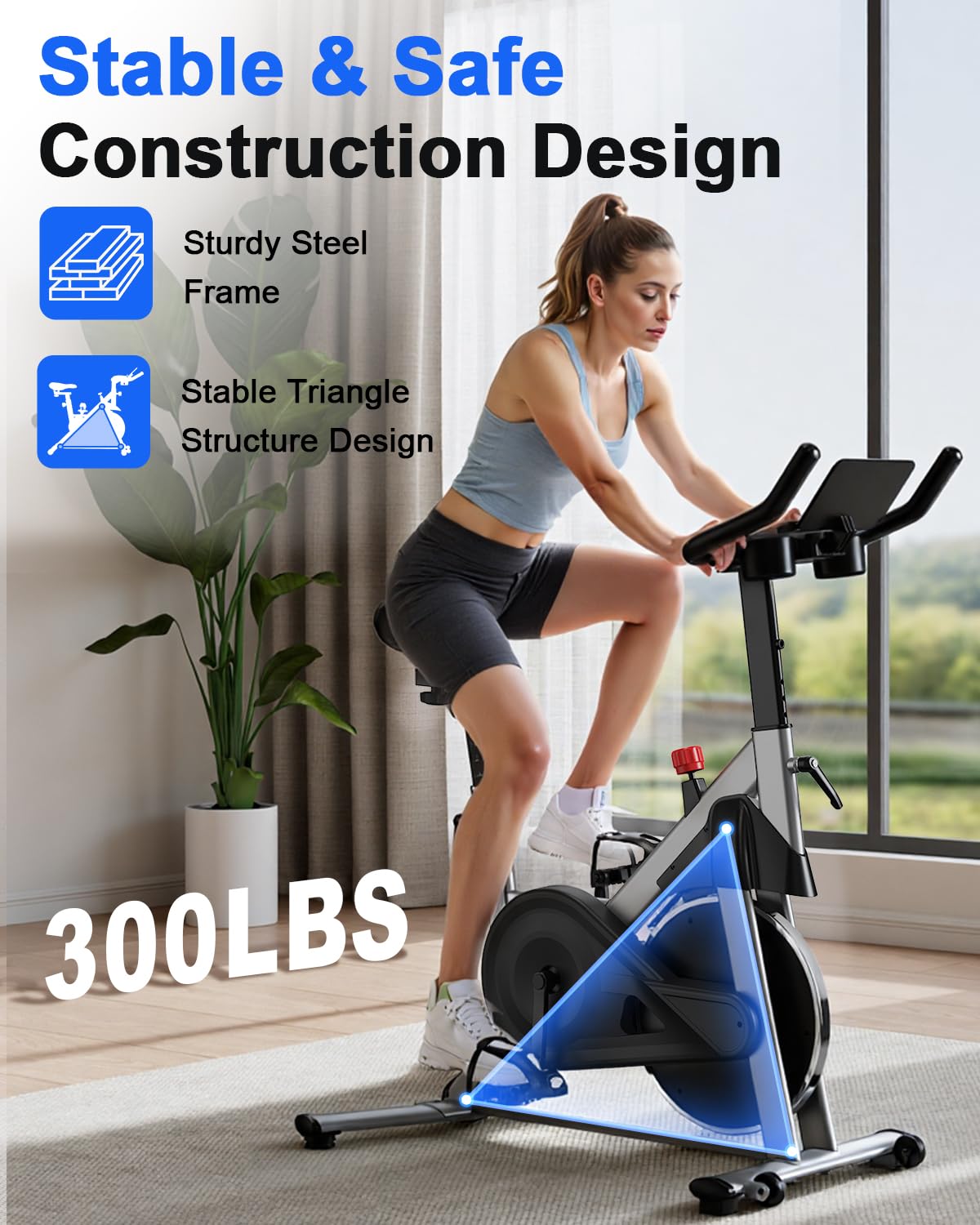 Superun Exercise Bike, Stationary Bikes for Home Gym with 32-Level Magnetic Resistance, 300LBS Capacity Indoor Cycling Bike with Comfortable Seat, LED Display