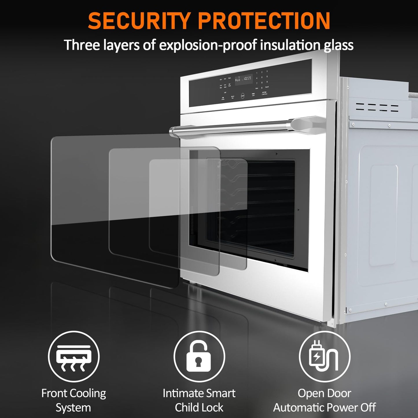 30 Inch Electric Wall Oven, 4.8 Cu.ft Built-in Single Convection Oven with Self-Cleaning, Broil, Bake, Safety Lock, LED Touch Control for Kitchen Cabinet