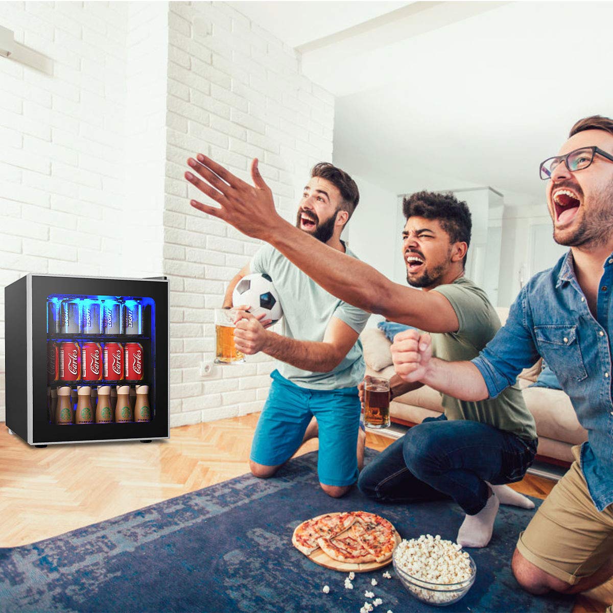 countertop freestanding beverage drink chiller refrigerator mini fridge beer wine cooler, 18.5’’ x 17.5’’ x 19.5’’ (L x W x D), Black