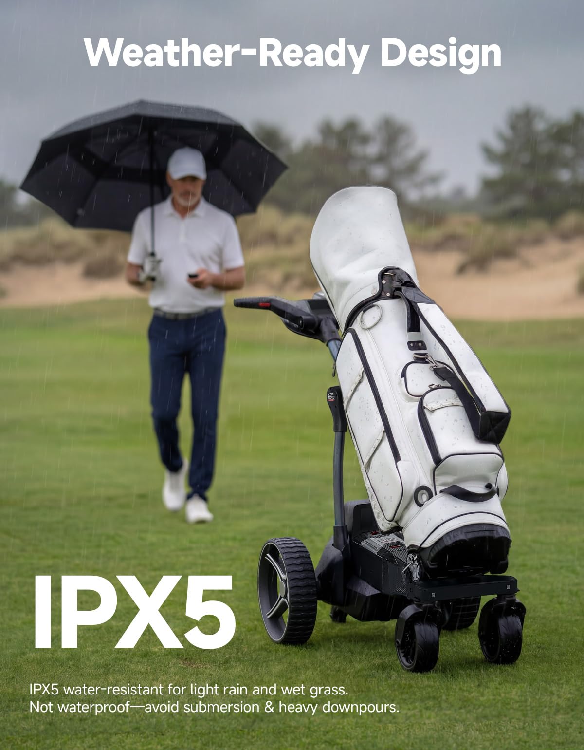 KEMIMOTO ApexAI Electric Golf Caddy that Follows You, 492 FT Remote Control, Power Assist Mode, Dual 240W Motor, 36-Hole Battery, IPX5, Compact Folding w/USB-C, Drink & Umbrella Holder