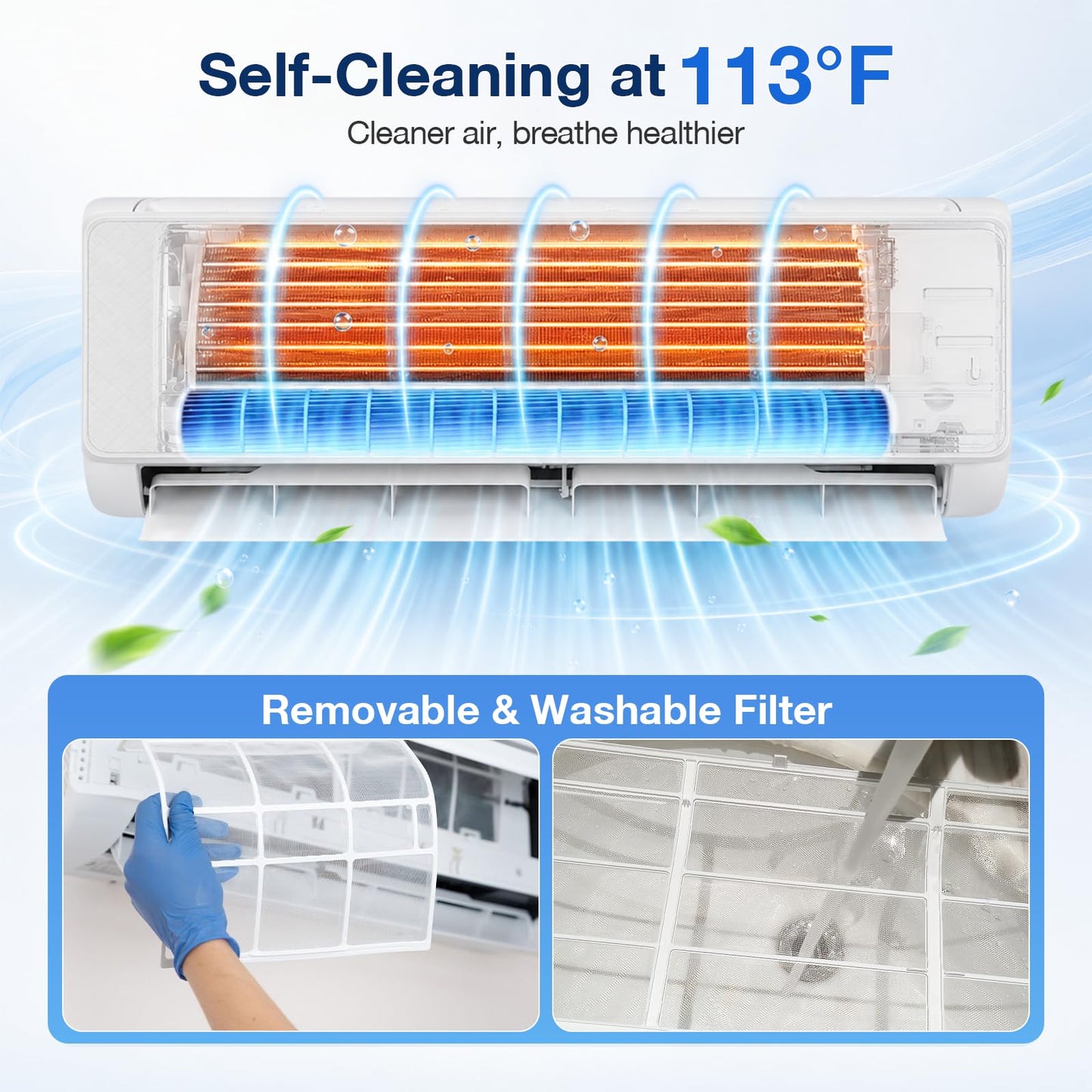 Antarctic Star 24000BTU Mini Split AC/Heating System, Inverter Ductless, 19 SEER2 230V Mini Split Air Conditioner with Heat Pump, Compatible with Alexa, Energy Efficient Split Unit, White