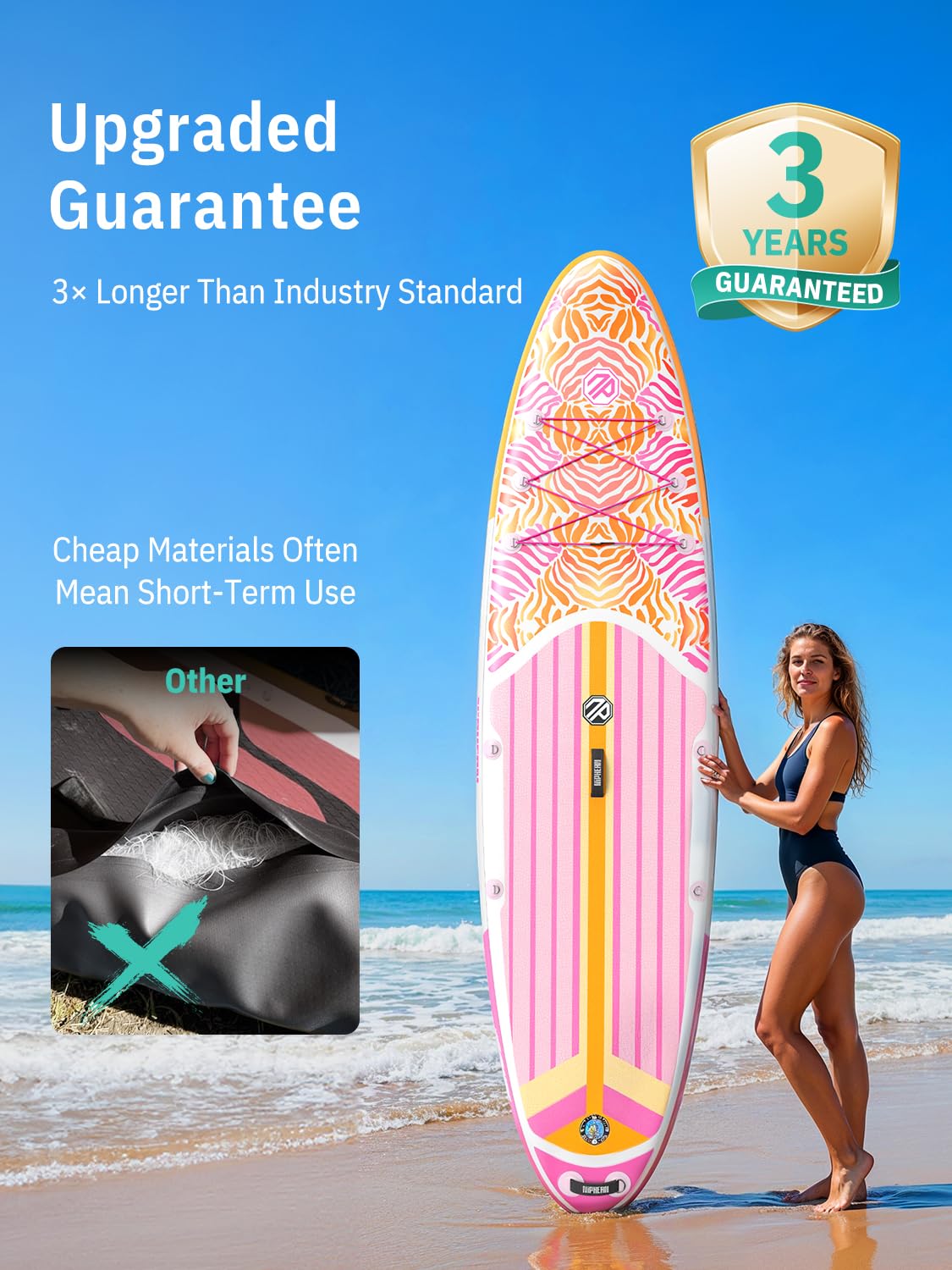 Niphean Inflatable Stand Up Paddle Board with Stabiltrac Fin Design and SUP Accessories, Anti-Slip EVA Deck, 10’6’’ Inflatable Paddle Boards for Adults & Youth of All Skill Levels