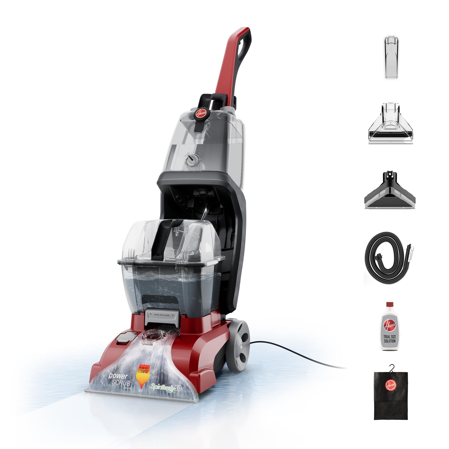 Hoover PowerScrub Deluxe Carpet Cleaner Machine, Deep Cleaning Carpet Shampooer Machine, SpinScrub Brushes, HeatForce Drying, Pet & Upholstery Tools, Pair with Hoover Carpet Cleaner Solution