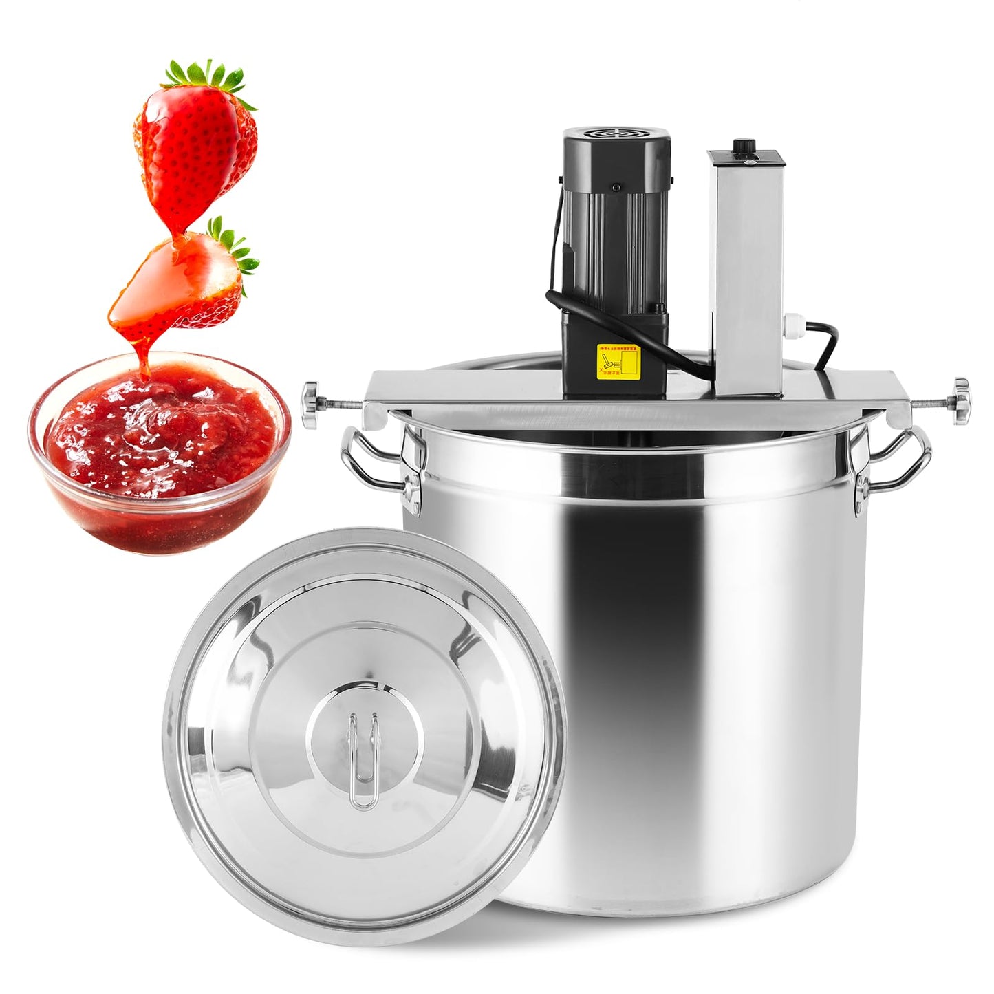 Automatic Food Mixer 25L/6.6 Gal Sauce Stirrer Frying Machine Electric Mixer Machine Commercial Pot Seasoning Bottom Soup Sauce Stirrer for for Making Jam, Sauce (110V 180W)