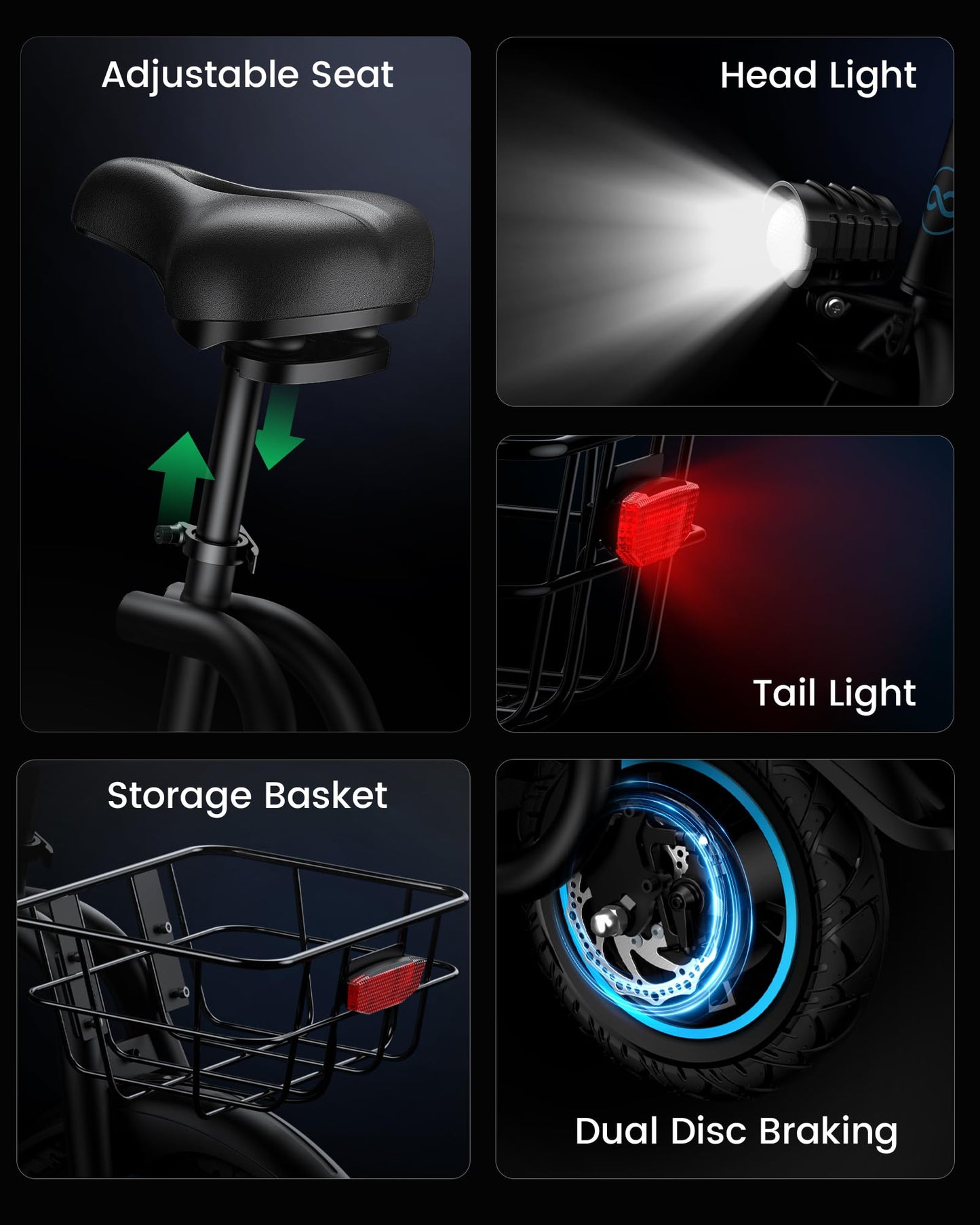 AWWSCOOTER C1 Electric Scooter with Seat for Adults, 450W Motor, 20-Mile Range, 16 MPH, Foldable Commuter E-Scooter with Basket for Grocery, Pets, and Daily Commute–Professional Black