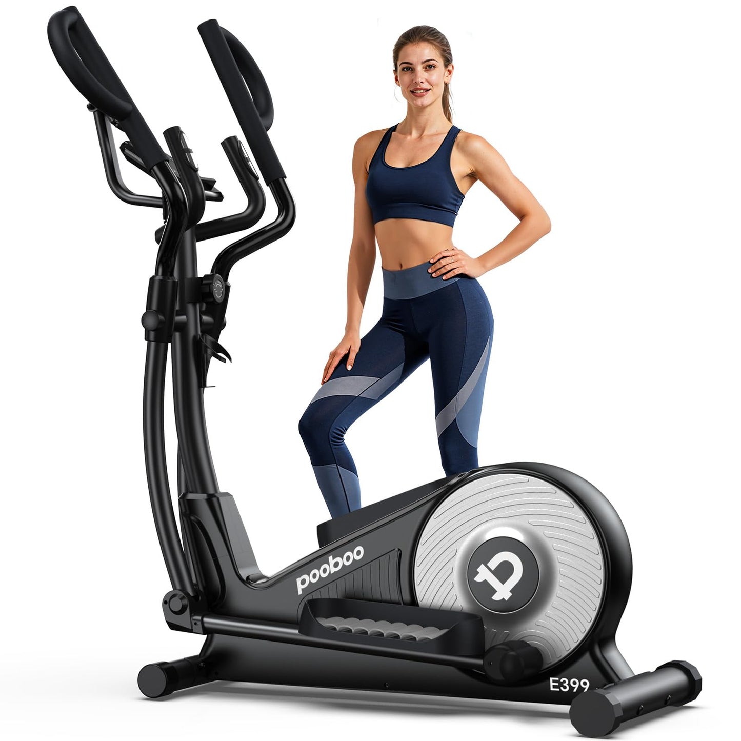 pooboo Elliptical Machine, Elliptical Exercise Machine with16-Level Resistance & Hyper-Quiet Magnetic Driving System, Elliptical Machine for Home with LCD Monitor&15.5IN Stride, 400LBS Weight Capacity