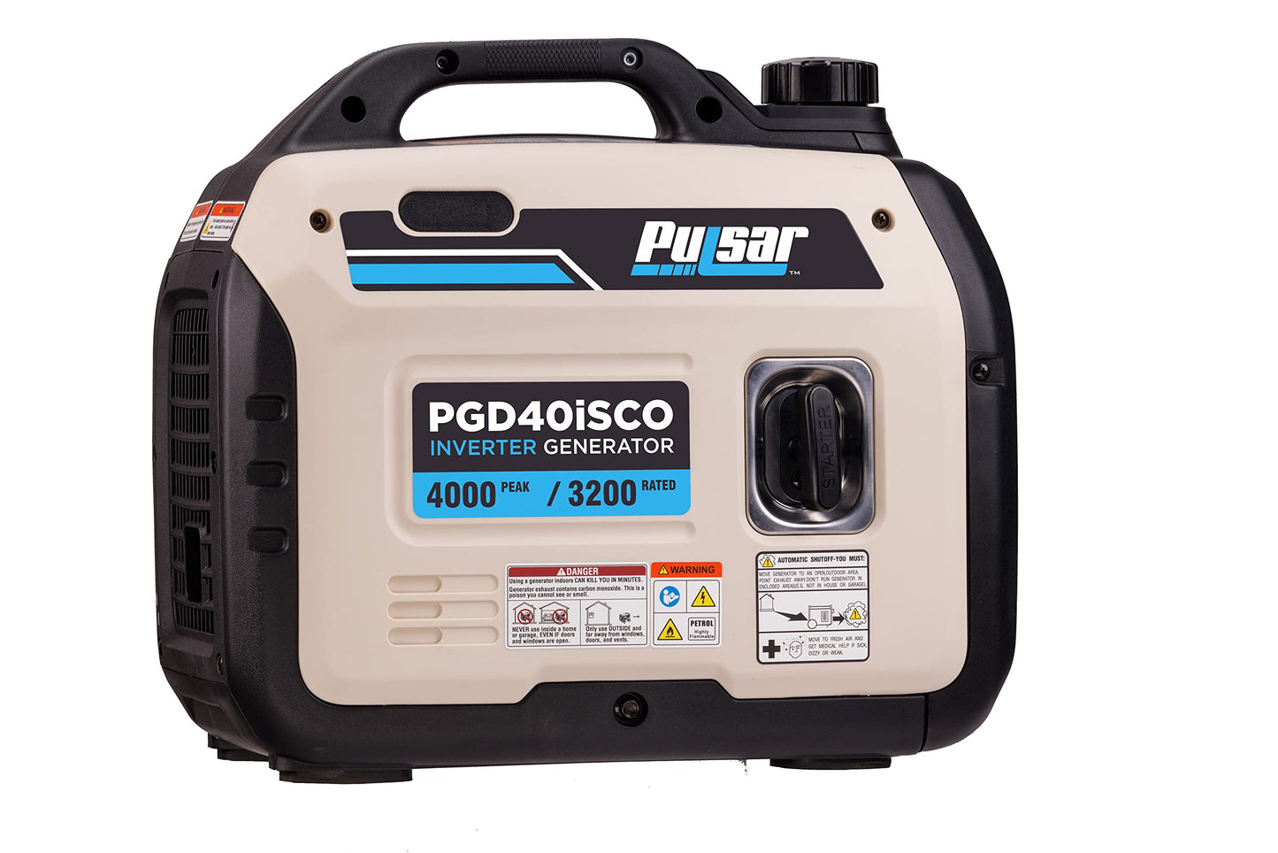 Pulsar PGD40ISCO Ultra Light Quiet 4000W Portable Gas Inverter Generator, white