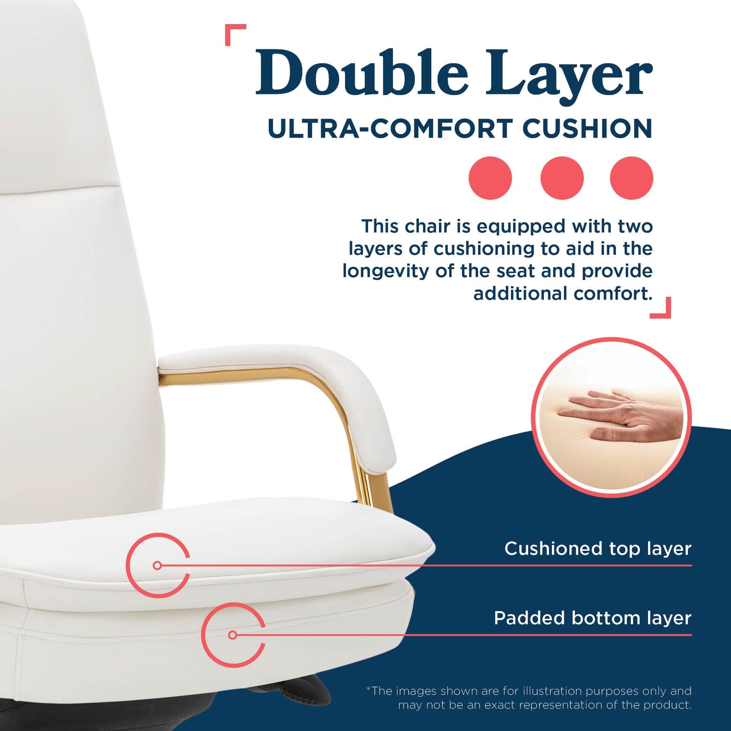 La-Z-Boy Opus Ergonomic Bonded Leather Swivel Executive Chair, White and Gold (CCHR10015A)