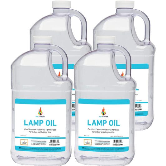 The Dreidel Company Liquid Paraffin Lamp Oil - Smokeless, Odorless Fuel - 1 Gallon - Clear - 4-Pack