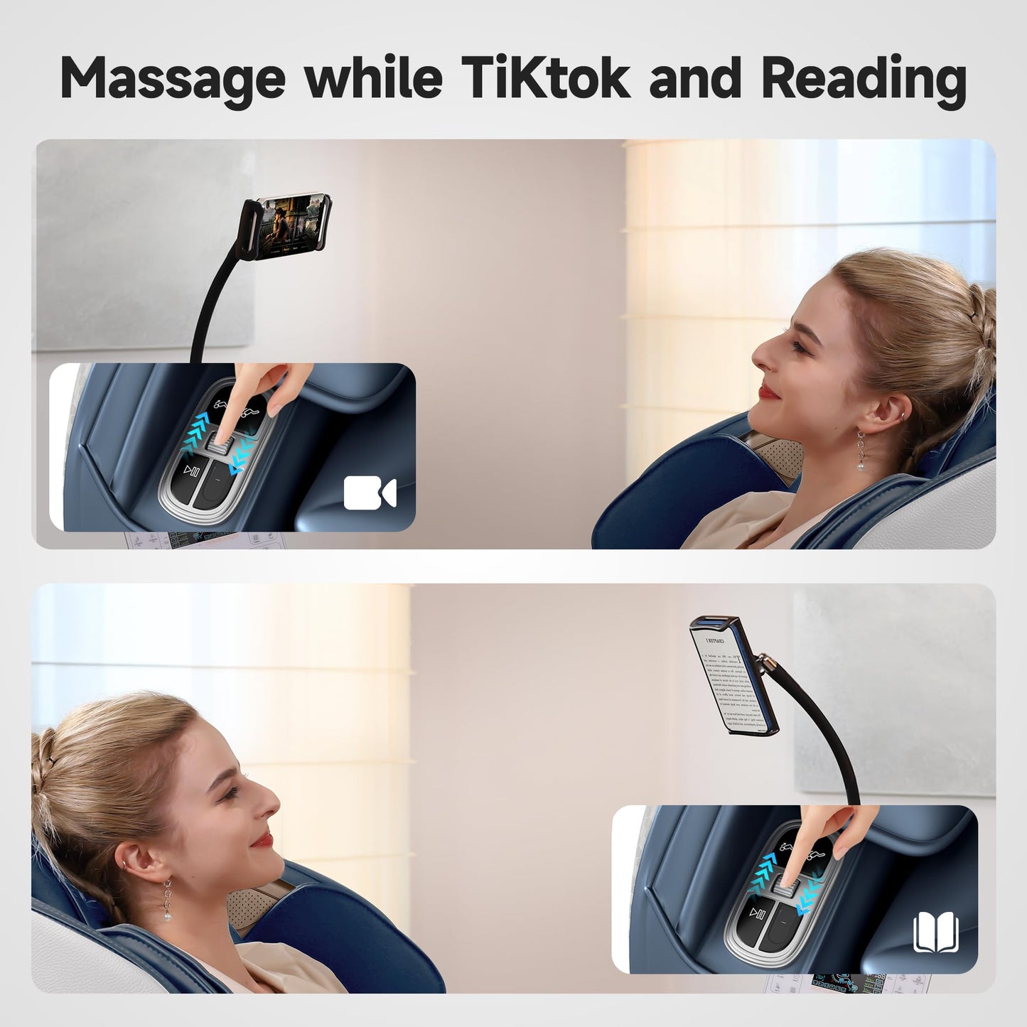 Real Relax Massage Chair Full Body with Unique Phone Controller,Heart and Blood Measurement, Zero Gravity 3D SL-Track Recliner with APP Control, Child Lock,Pause Button, Back Pad, Favor-06, Blue
