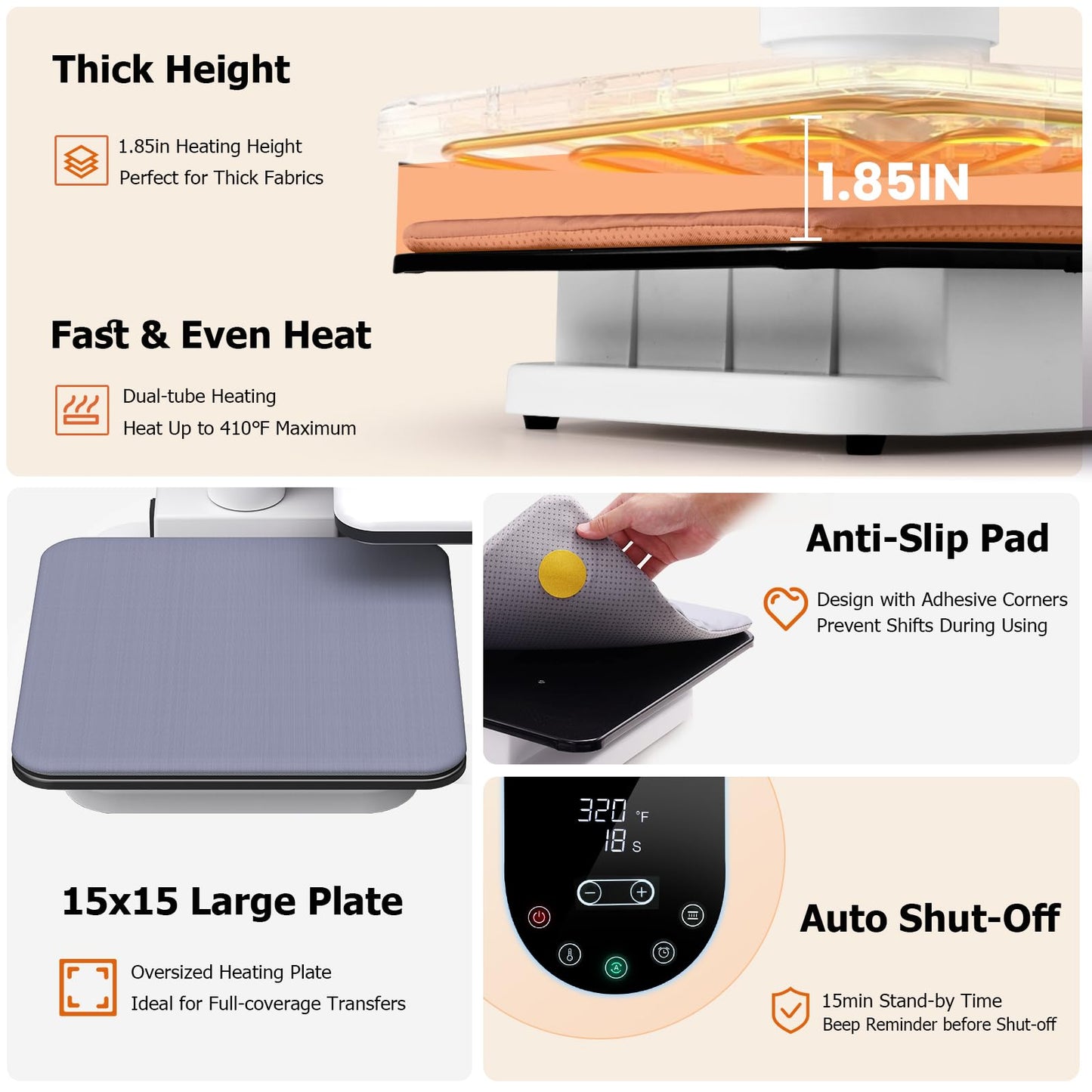 AKEYDIY 15x15 Heat Press, Dual Auto Heat Press Machine for T-Shirts, 360° Swing Away Heat Press with Auto Press Release for Sublimation Pillows, Canvas Bags, Puzzles, Coasters (15x15 White)