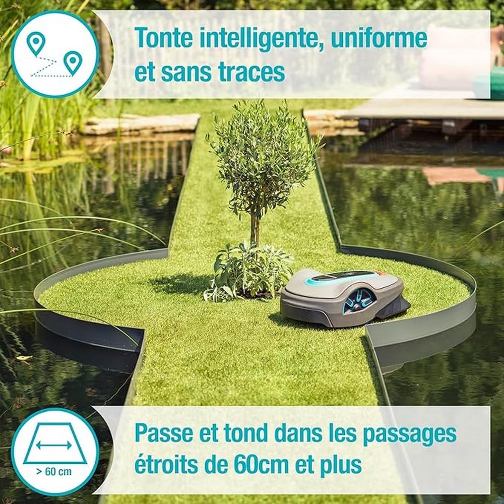 Gardena Sileno Life: Robot Lawnmower for Area up to 1500 m², Easy-Pass Function, Slopes up to 35%, Quiet, Version FR/NL (15108-26)