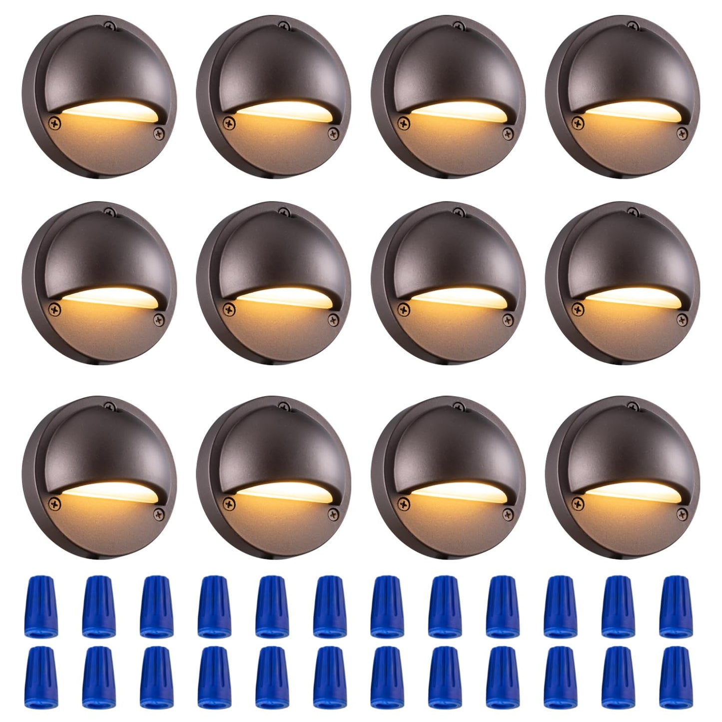 BTNHPLite LED Deck Lights, 2700K Soft Warm White, Aluminum, 12-Pack, Model JC-HM-SL01, IP65, 2.5W, 180