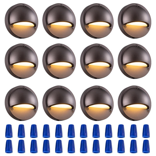BTNHPLite LED Deck Lights, 2700K Soft Warm White, Aluminum, 12-Pack, Model JC-HM-SL01, IP65, 2.5W, 180