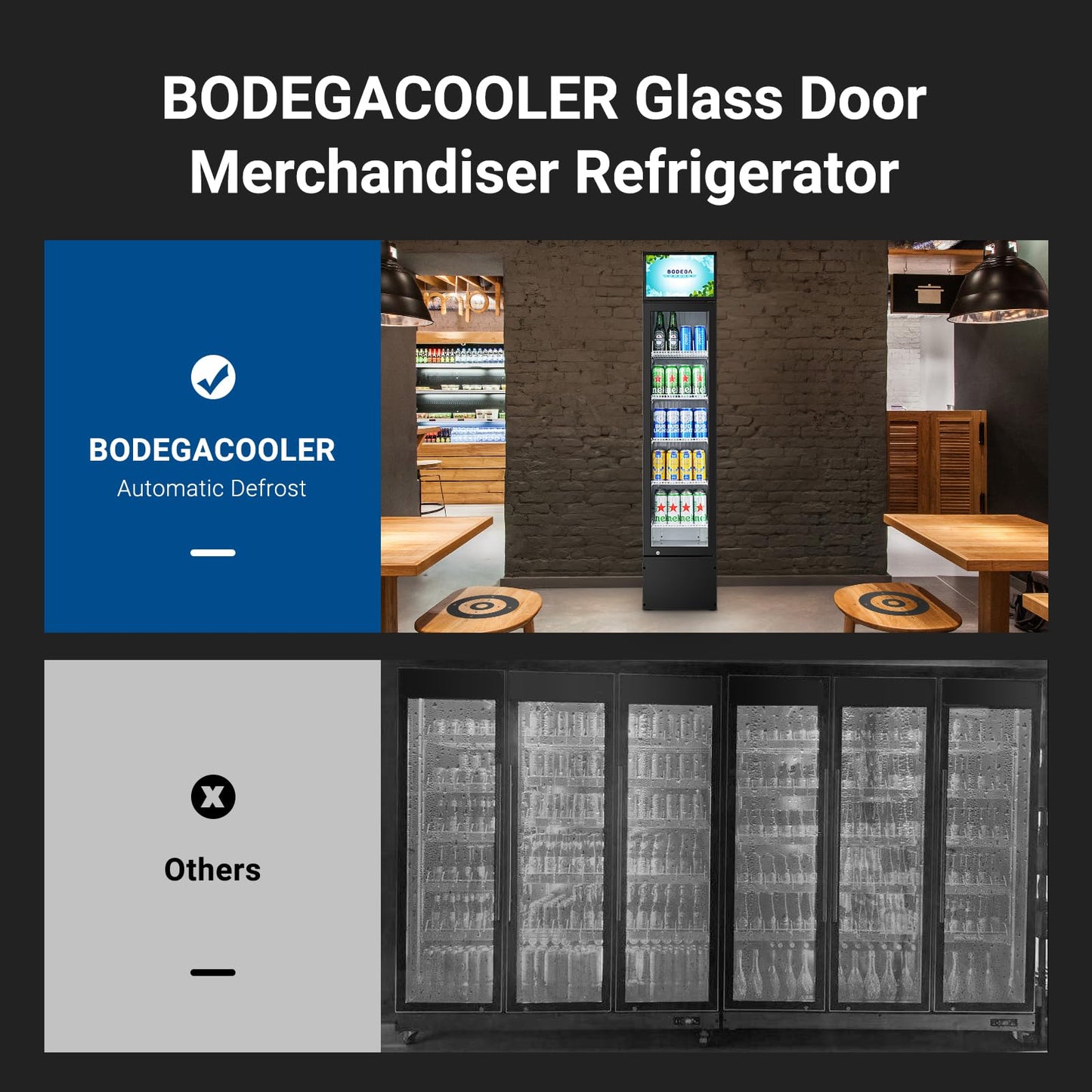 BODEGACOOLER Commercial Merchandiser Refrigerator, 5.7 Cu.Ft Single Swing Glass Door Beverage Cooler, Upright Display Refrigerator with Soft LED Light, Adjustable Shelves, Black