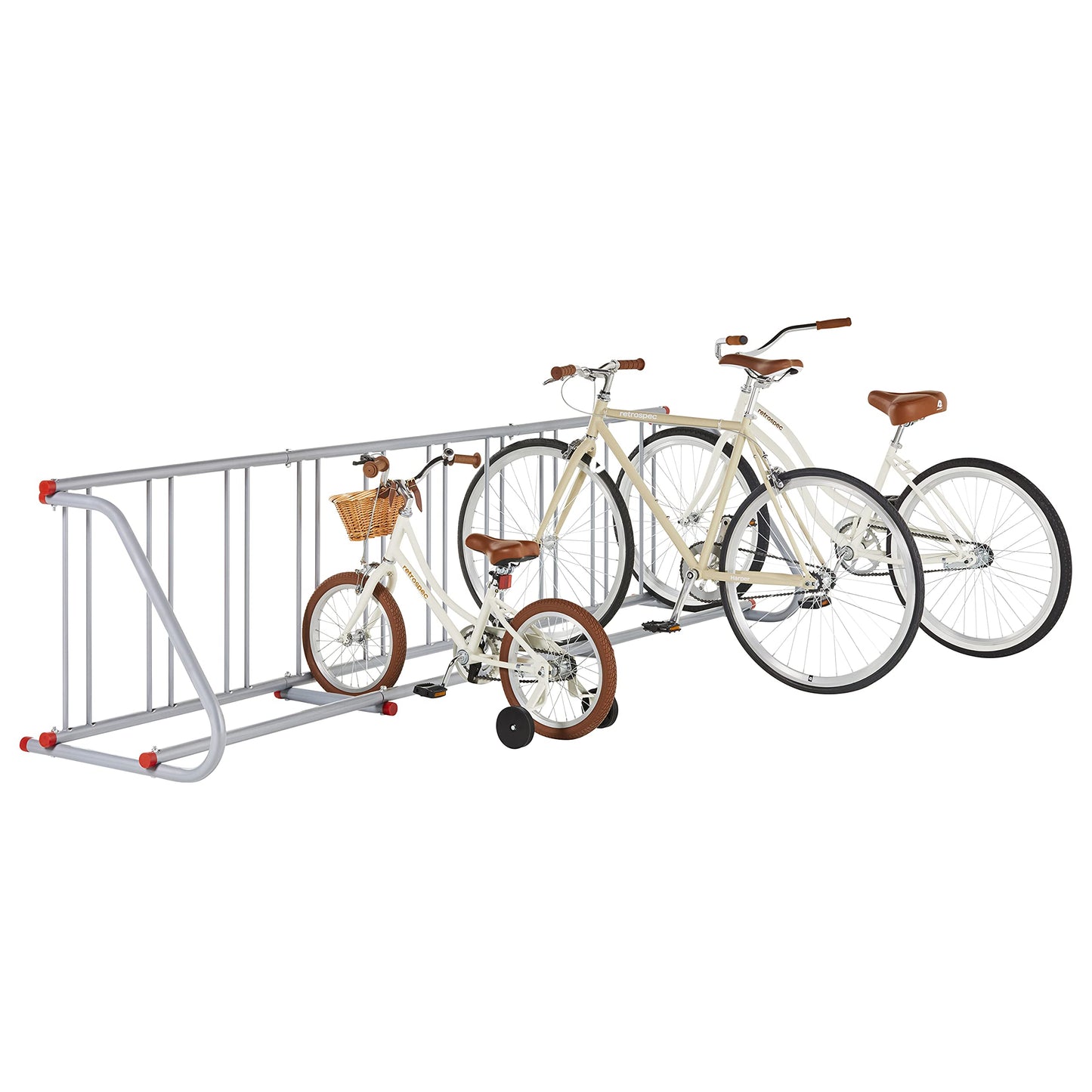 Retrospec Commercial Grid Bike Rack - Single & Double Sided - Bicycle Storage Stand for Garages, Stores, Schools & Universities Power Coated Steel - Silver 10 Bike/Single Sided
