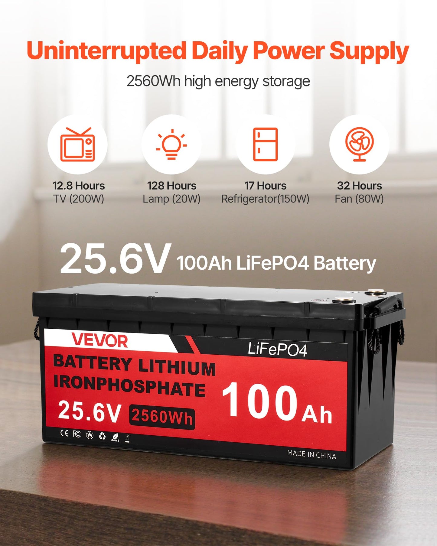 VEVOR 24V 1000W Solar Wind Power Kit, 6*100W Solar Panel + 400W Wind Turbine + 25.6V 100Ah LiFePO4 Battery + 3000W Power Inverter + MPPT Wind/Solar Hybrid Controller for Home Boat Cabin Farm Off-Grid