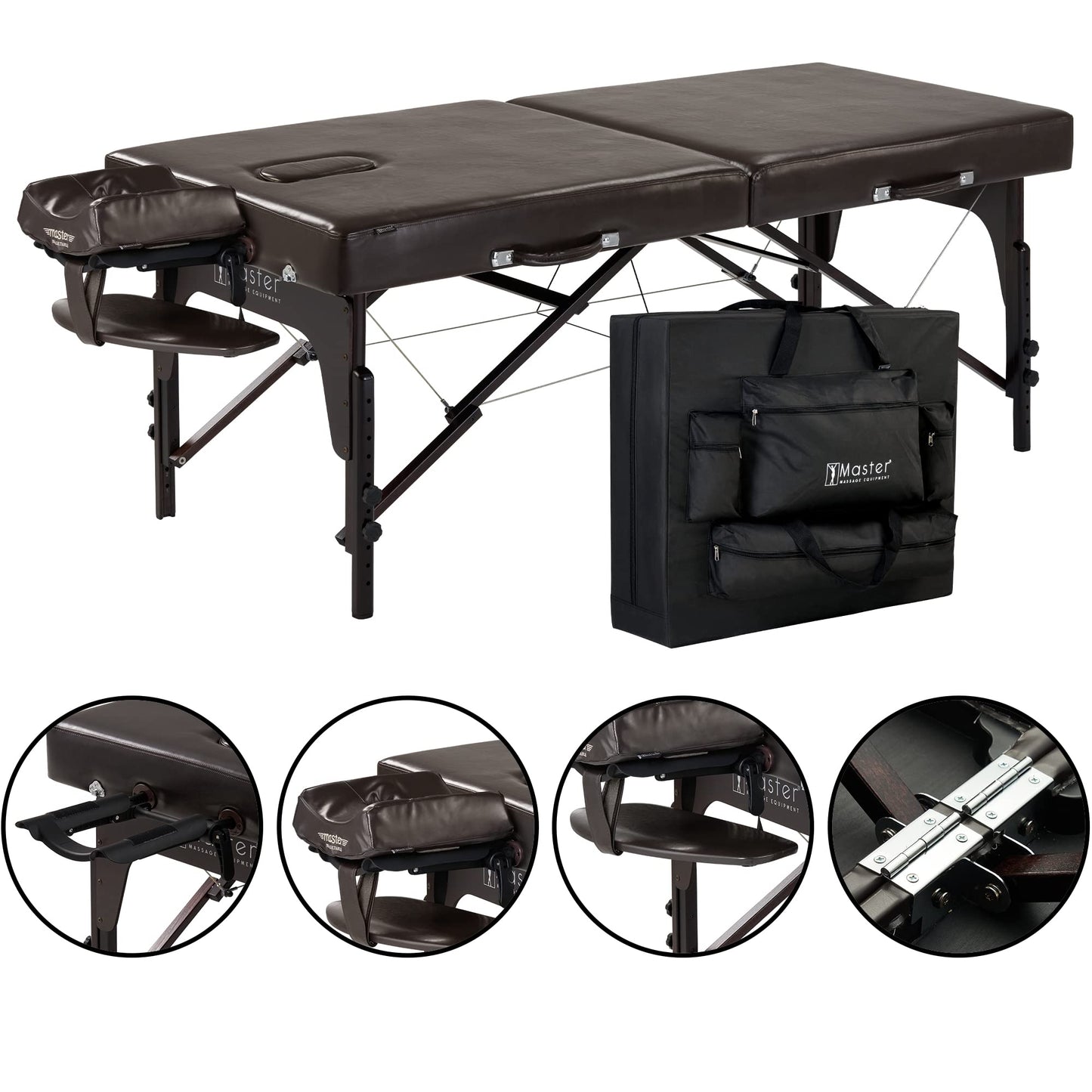 Master Massage Supreme 31 Inch Extra Wide Portable Massage Table, Supreme LX SPA Salon Facial Beauty Bed, Easy Set Up, 3" Thick of Memory Foam, PU Upholstery (Coffee)