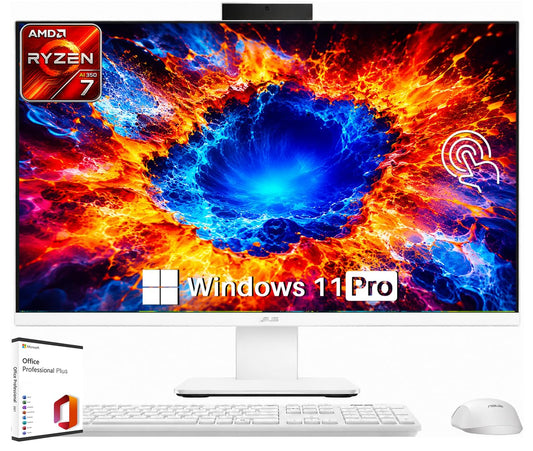 ASUS 27" FHD Touchscreen All-in-One PC, AMD Ryzen AI 7 350 (Up to 5.0GHz), AMD Radeon 860M, 32GB 5600MHz DDR5, 1TB SSD, FHD IPS LCD Anti-Glare Display, Wi-Fi 6, Copilot Key. KB & Mouse, Windows 11 Pro