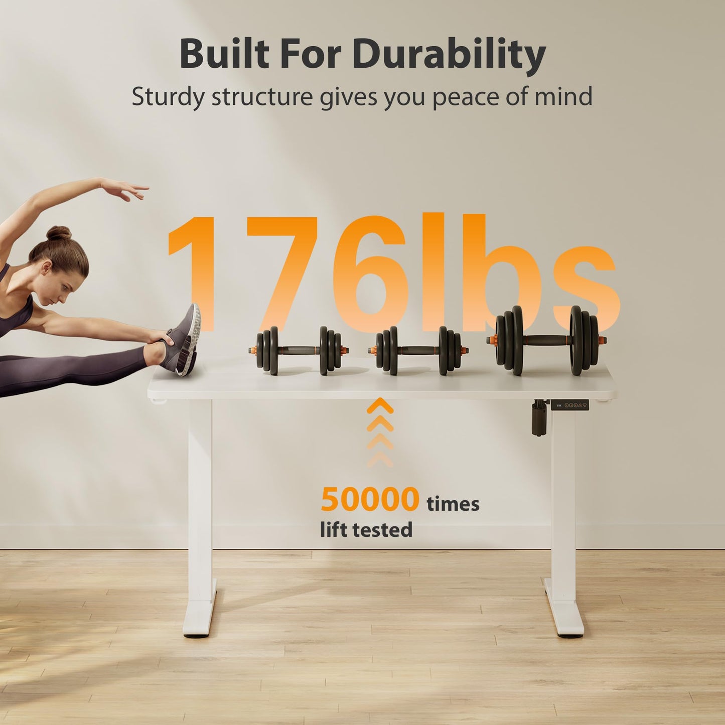 Cubiker Standing Desk, 63x28 Inches Sit Stand Home Office Desk, Electric Stand up Desk, Adjustable Desk with Splice Board, White Frame/White Top