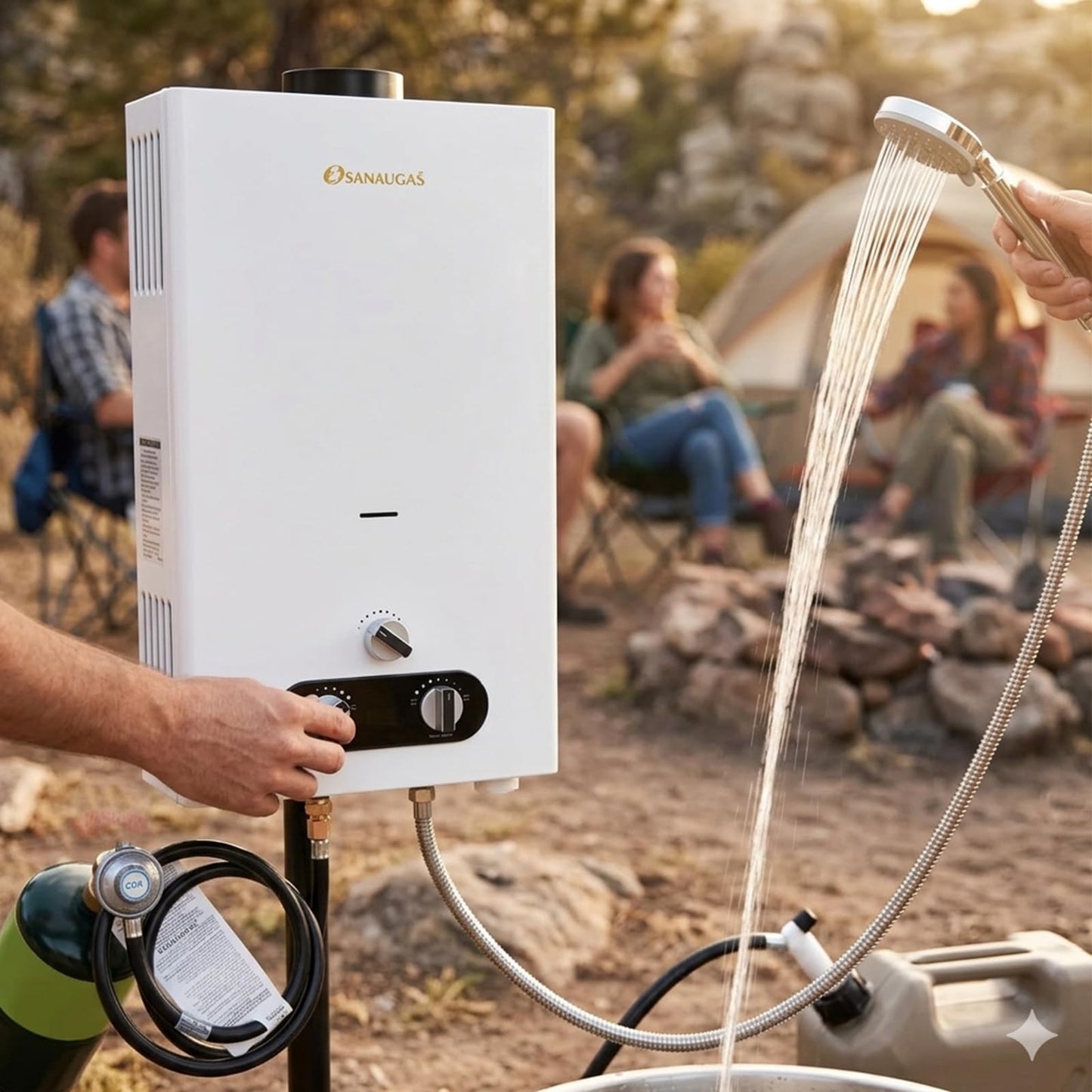 Tankless Water Heater Propane, 3.18GPM 12L Portable Instant Hot Water Heater, Outdoor Use for RV camping, Camper Van, Camping Trailer, Cabin, Barn, Pool, White