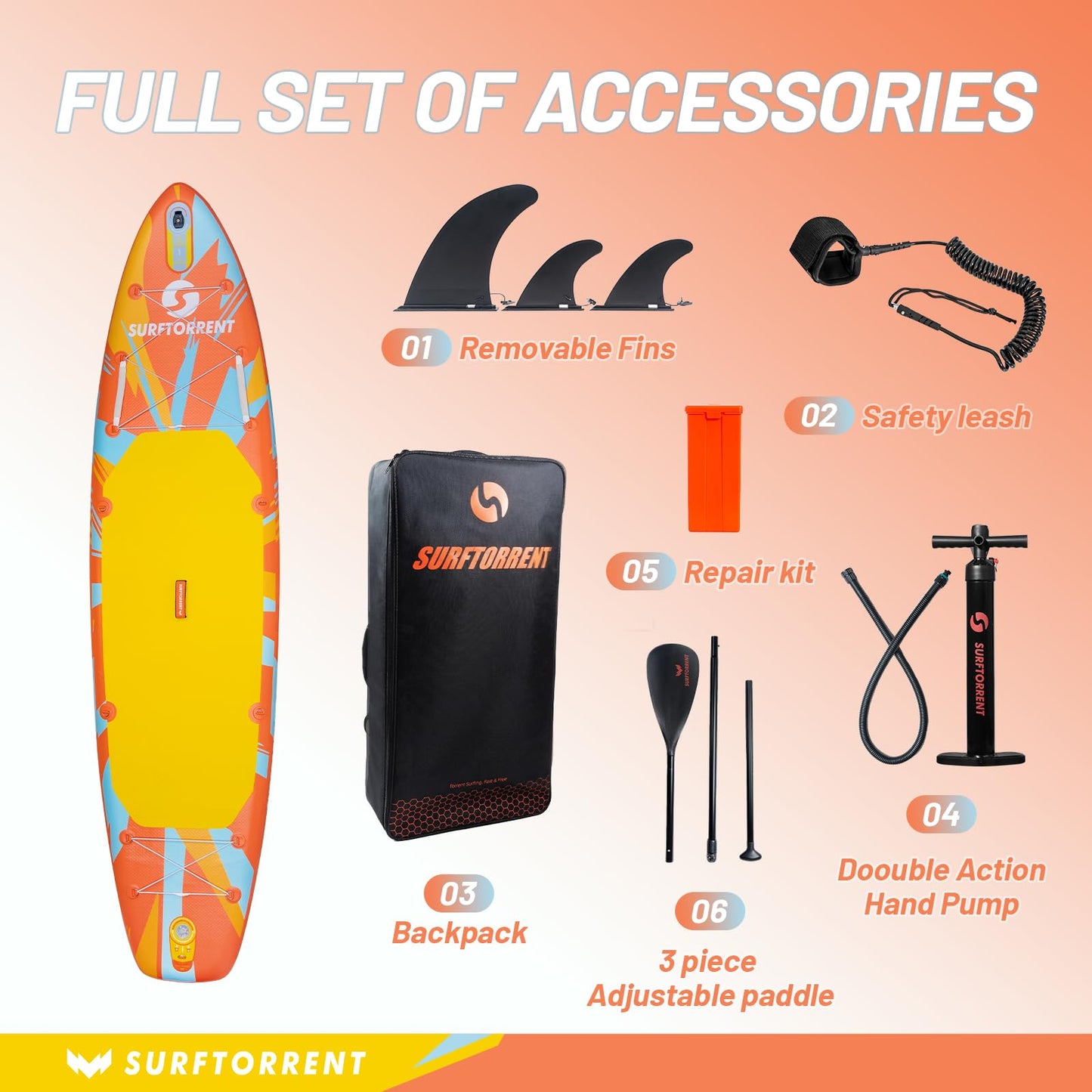 Surftorrent 11’x 33" Inflatable Stand Up Paddle Board for Adults & Youth - Wide Stable Design, Non-Slip EVA Deck, Includes Premium SUP Paddle Board Accessories, All Skill Levels (Laser Light-JH)