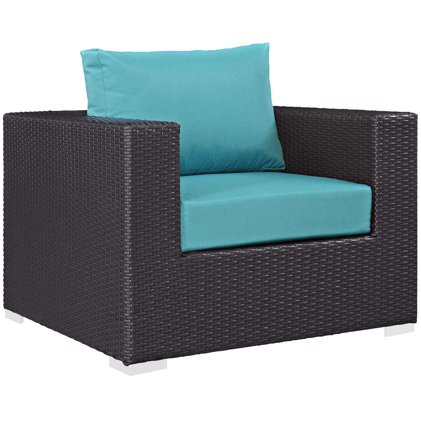 Modway EEI-3727-EXP-TRQ-SET Convene 3 Piece Set Outdoor Patio with Fire Pit, Espresso Turquois