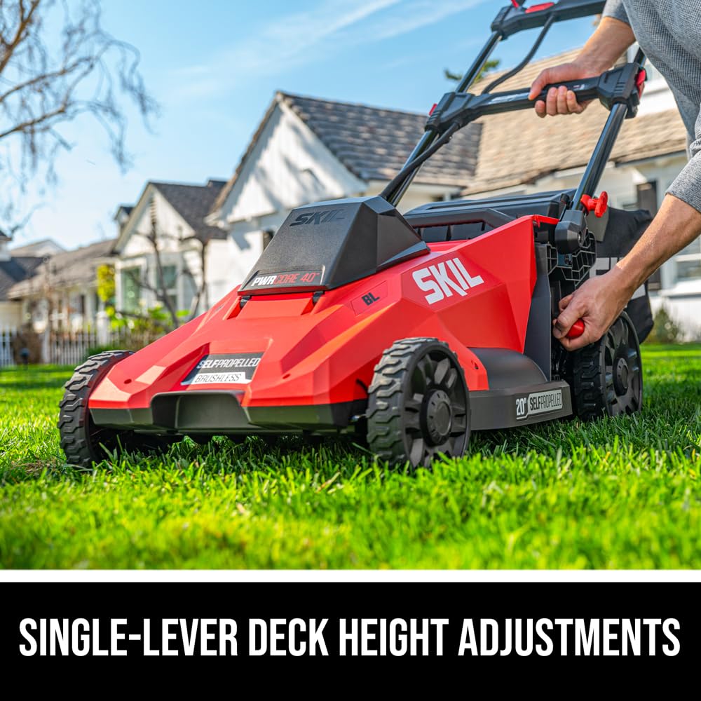 SKIL PWR CORE 40 Brushless 40V 20-Inch Self-Propelled Mower Kit, Includes 6.0Ah Battery and Auto PWR JUMP Charger - SM4910C-11