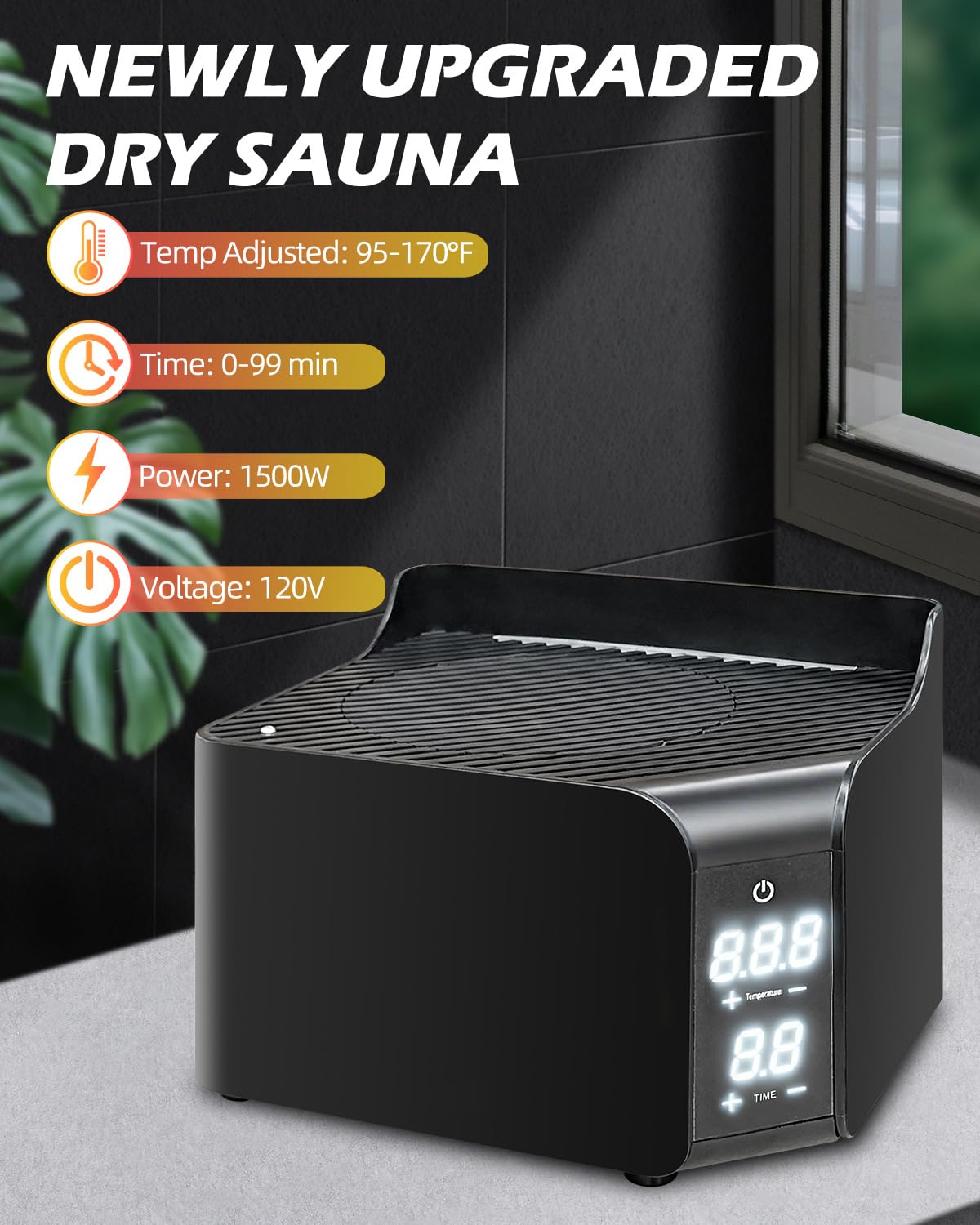 amocane Portable Dry Wind Sauna with 660nm red Light Lamp, Personal Hot Air Sauna Spa for Home, Full Body Infrared Black Saunas Tent with Large Chair, 99 Mins time, 165℉