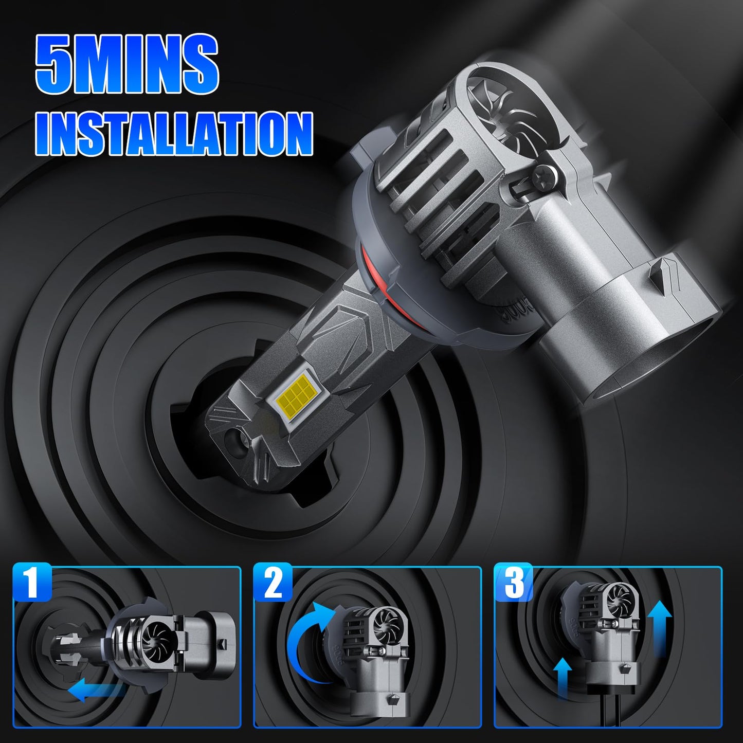 rimthin HB3 Bulbs - 6000K Cool White Fog Lights, Pack of 2, 9005/HB3 Size