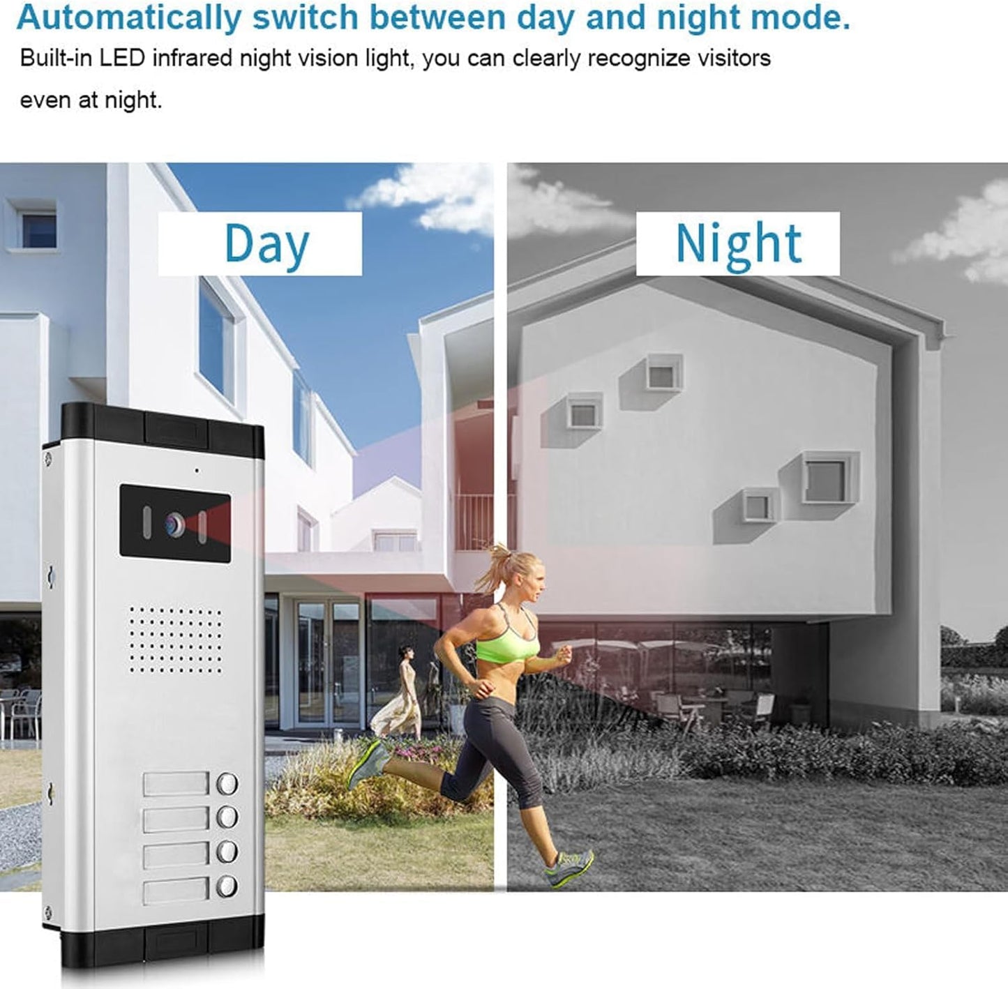 Apartment Video Intercom System,2,3,4,5,6,8,10,12 Household Video Doorbell Kits,Video Doorbell Camera,Wired 4.3 Inches Monitor,2 Way Intercom,IR Outdoor Camera,Monitoring (1- Camera and 4-Screen)