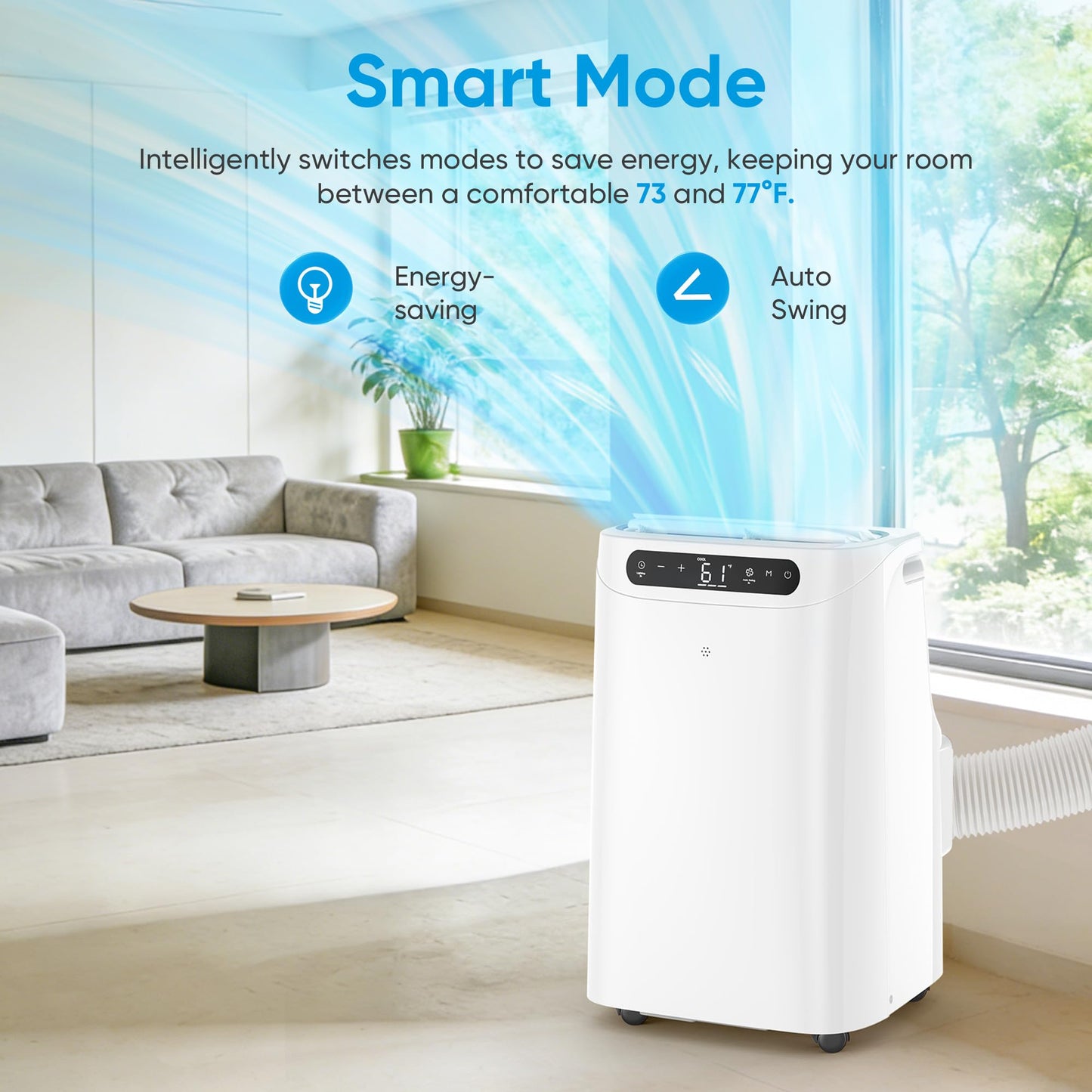 12000 BTU Portable Air Conditioners for Room Cooling up to 500 Sq. Ft, 3-IN-1 Quiet Portable AC Unit with Dehumidifier Fan, Remote Control, Smart Sleep Mode, 24H Timer, Windows Kit Included