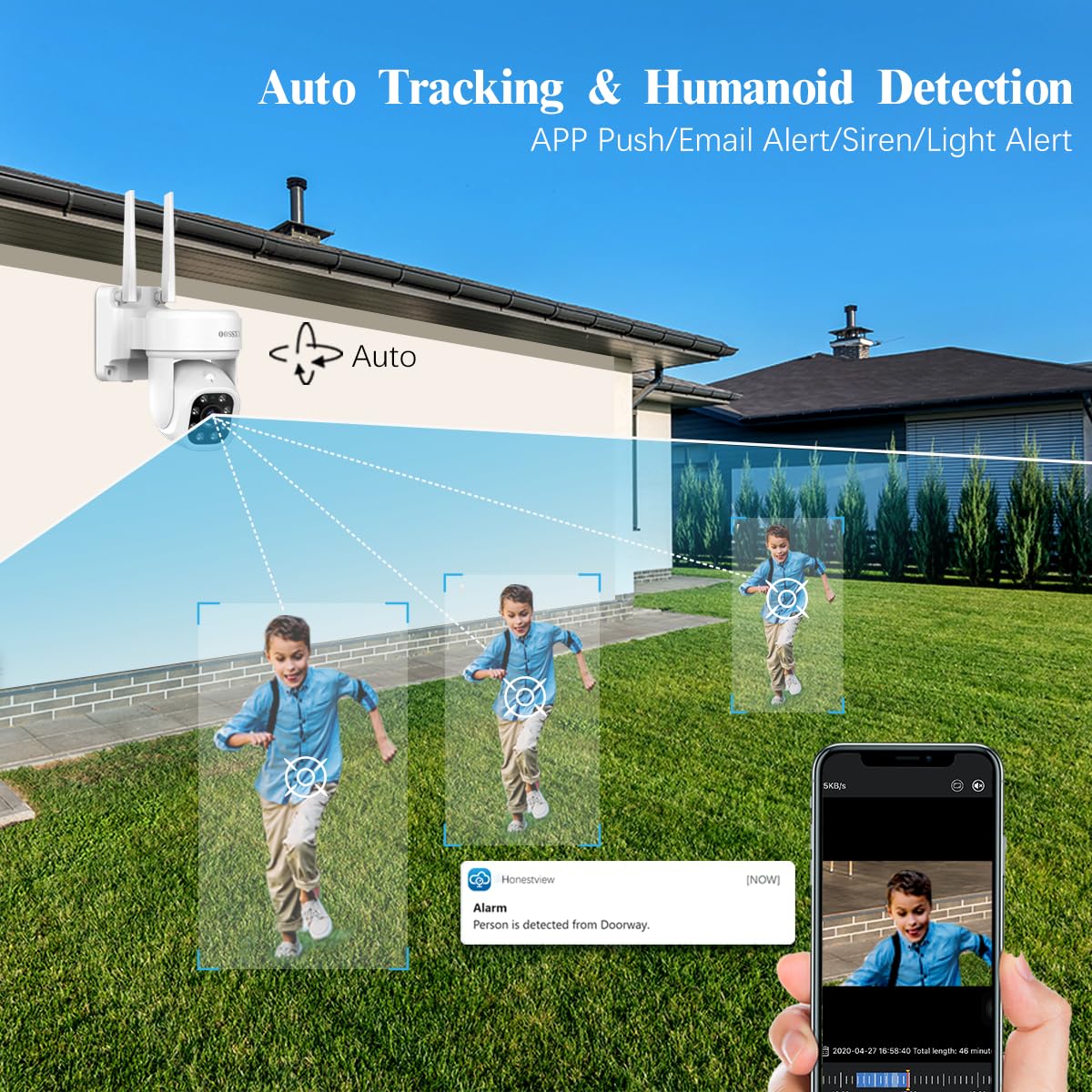 (2026 Update) 5MP PT Wireless Security Camera System with AI Human Tracking, Dual-Band 2.4G&5G WiFi, 130° Wide Angle, 2-Way Audio, No Monthly Fee, Outdoor Home Security Kit