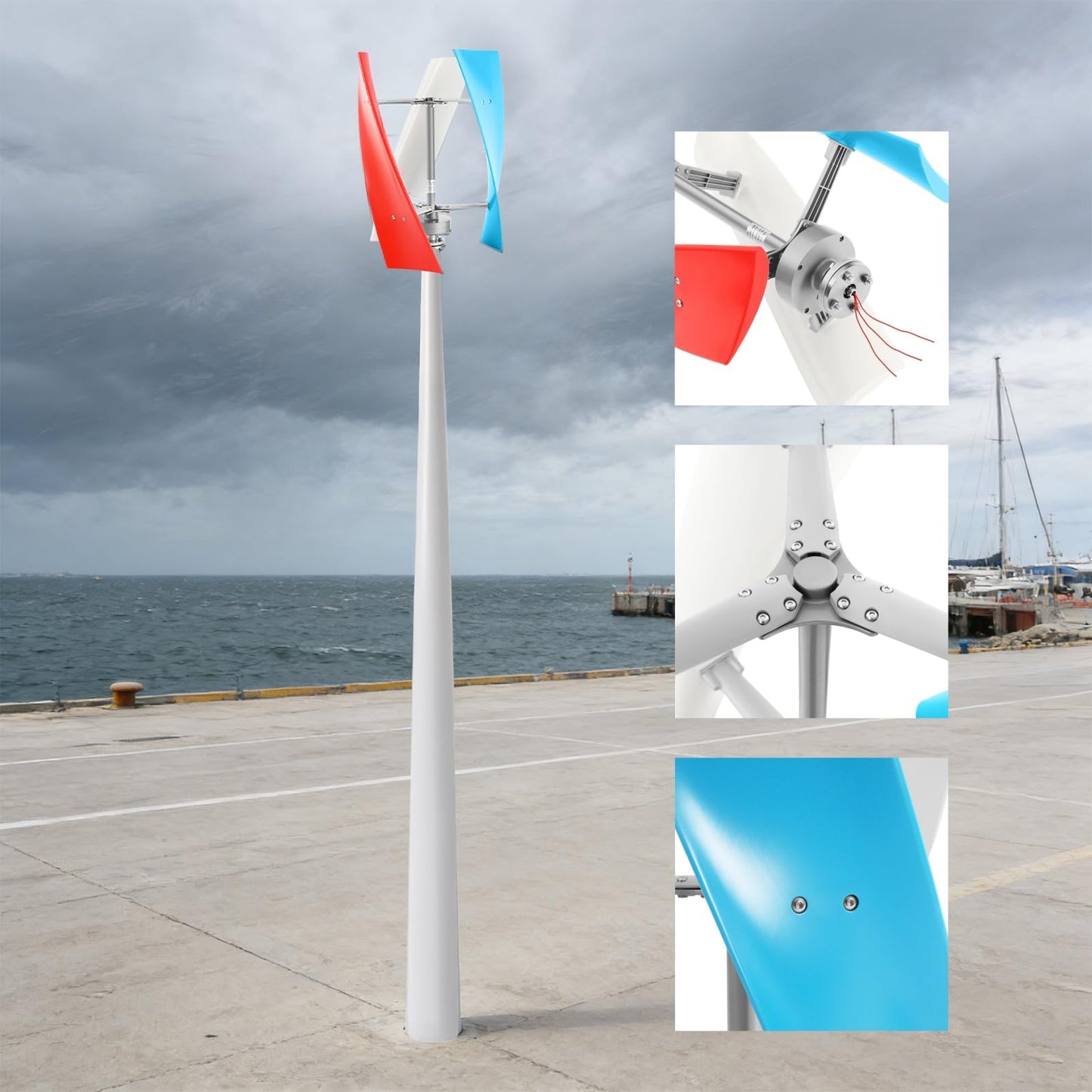 Lemoeyes Wind Turbine Generator 400W 24V Helix Vertical Axis Wind Power Generator 3 Blades Home Windmill Kit for Hybrid Wind Solar System 1.3m/s Start Wind Speed