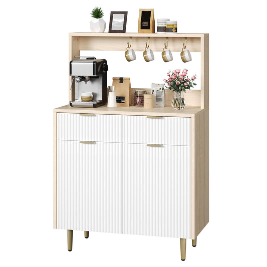 IDEALHOUSE 2-Door Sideboard Buffet Cabinet with 2 Drawers, Wood Storage Cabinet for Dining Room, Kitchen, and Living Room, Coffee Bar Console Table