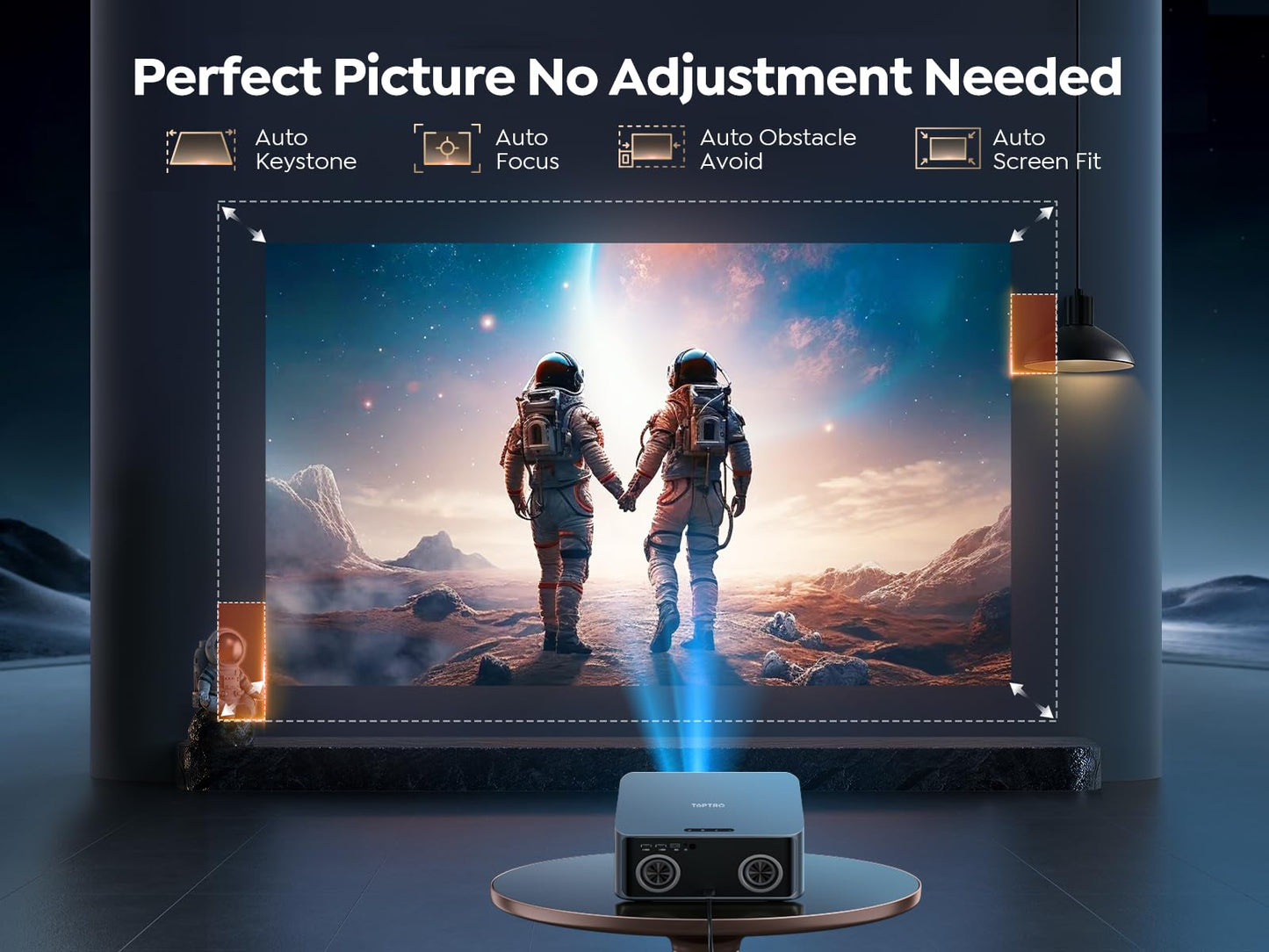 [4K Support/36W Dolby Audio/APPs]Smart-Projector-4K with WiFi6 and 2Way Bluetooth, AI Auto Focus Projector with Native 1080P, HDR10, TOPTRO X9 Outdoor Movie Proyector Compatible with Phone/TV Stick/PC