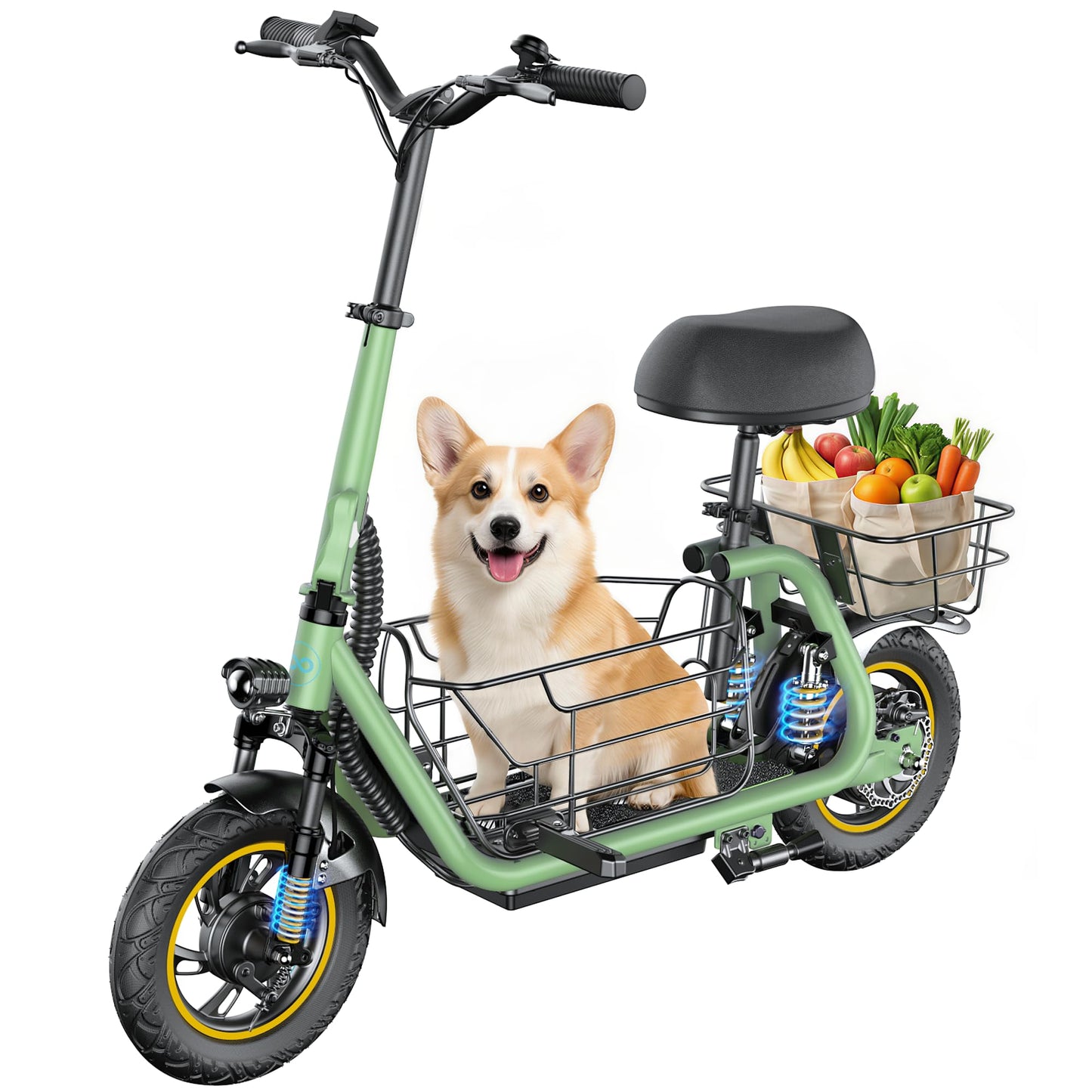 Gyroor C1Pro Electric Scooter with Seat for Adults, Foldable Commuter E-Scooter, 25-Mile Range & 19 MPH Top Speed, 12" Pneumatic Tires, Dual Suspension for Daily Commuting