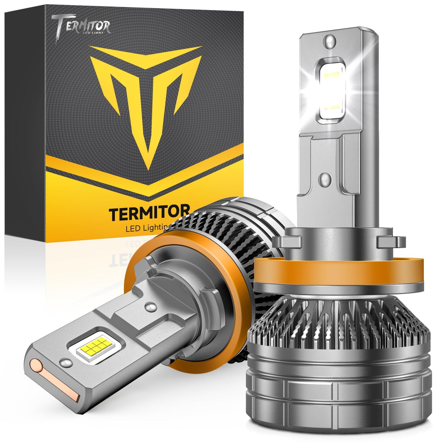 Termitor H11/H8/H9 LED Bulb, 60,000 Hours Life, 800% Brightness, 6500K Cold White, IP68 Waterproof, Plug and Play,