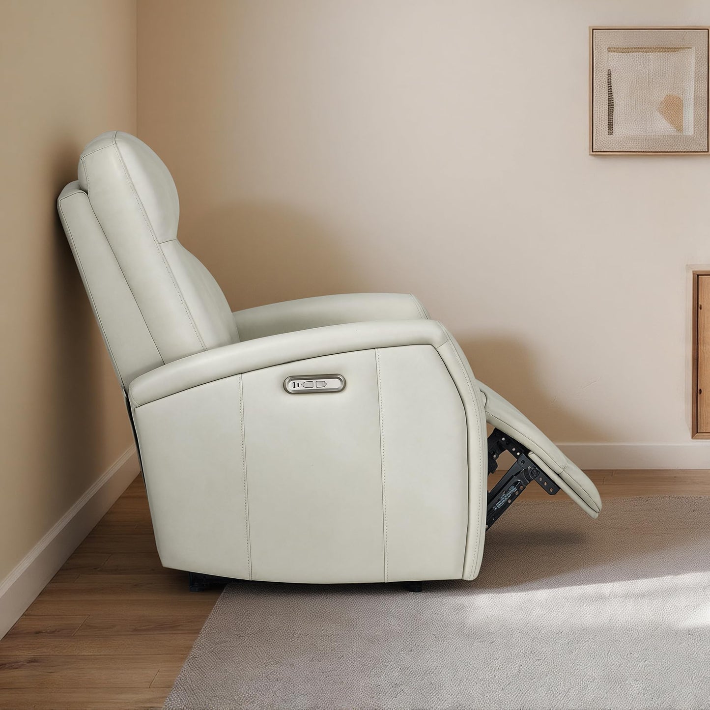 KISLOT Wall Hugger Power Recliner Chair with USB & Type-C Ports Faux Leather Recliner 135° Reclining Small Space Electric Sofa for RV Living Room Bedroom