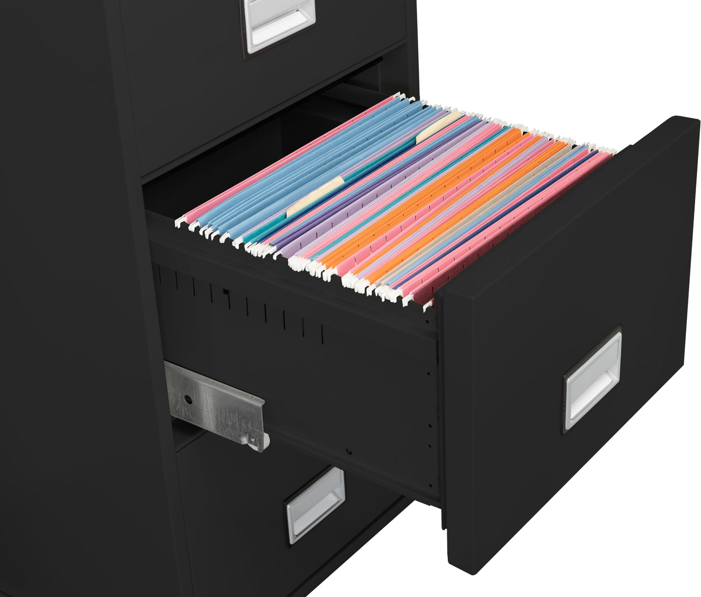 Phoenix Safe 25 inch 4-Drawer Vertical Fireproof File Cabinet – Legal and Letter Size Filing – Key Lock – Water Resistant Seal – Fire and Impact Rated – Black Finish – Model LGL4W25B