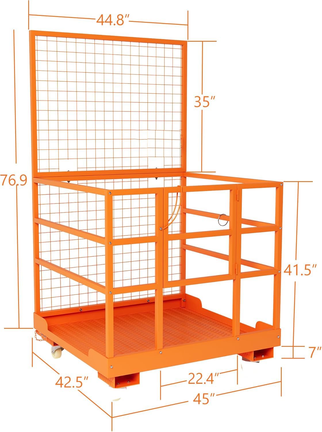 43"x45" Forklift Platform Safety Cage,Work Platform for Loader,Man Basket for Forklift,1800lbs Capacity with Safety Harness & Lock,2-Man Collapsible Lift Basket for Lifting Loader